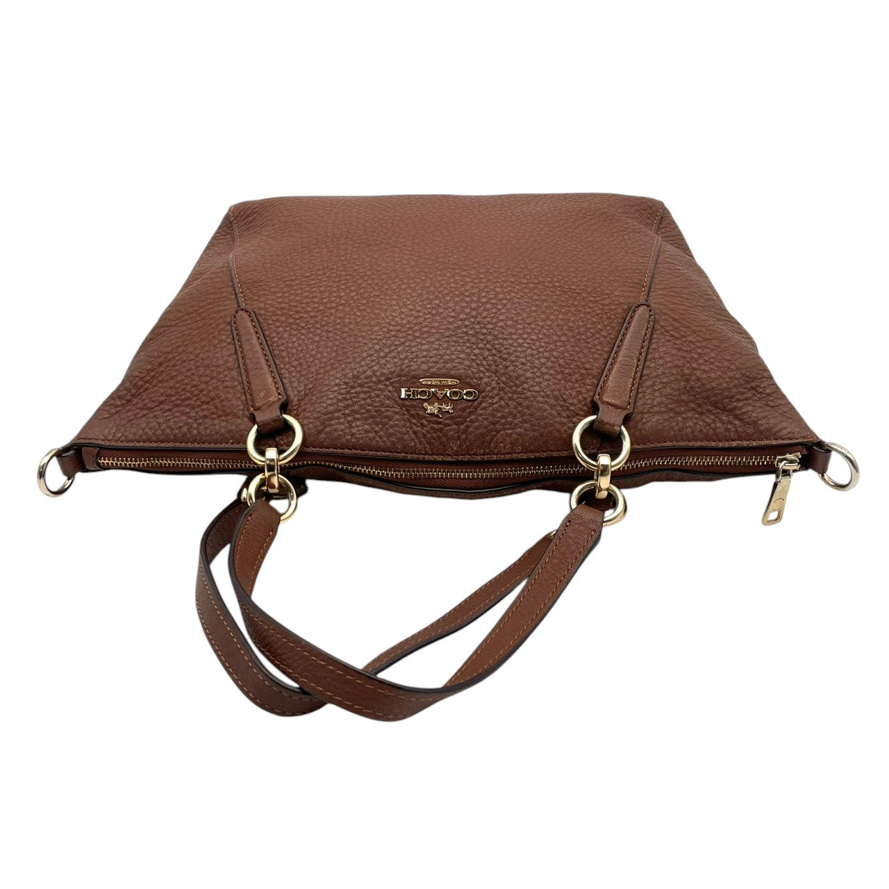 COACH コーチ トートバッグ ペブルドレザー ブラウン 茶 ゴールド金具 牛革 2way 大容量 A4収納 レディース 通勤 普段使い 斜めがけ チェーン ショルダー ケリー 上品 シンプル ハンドバッグ E26917 U3