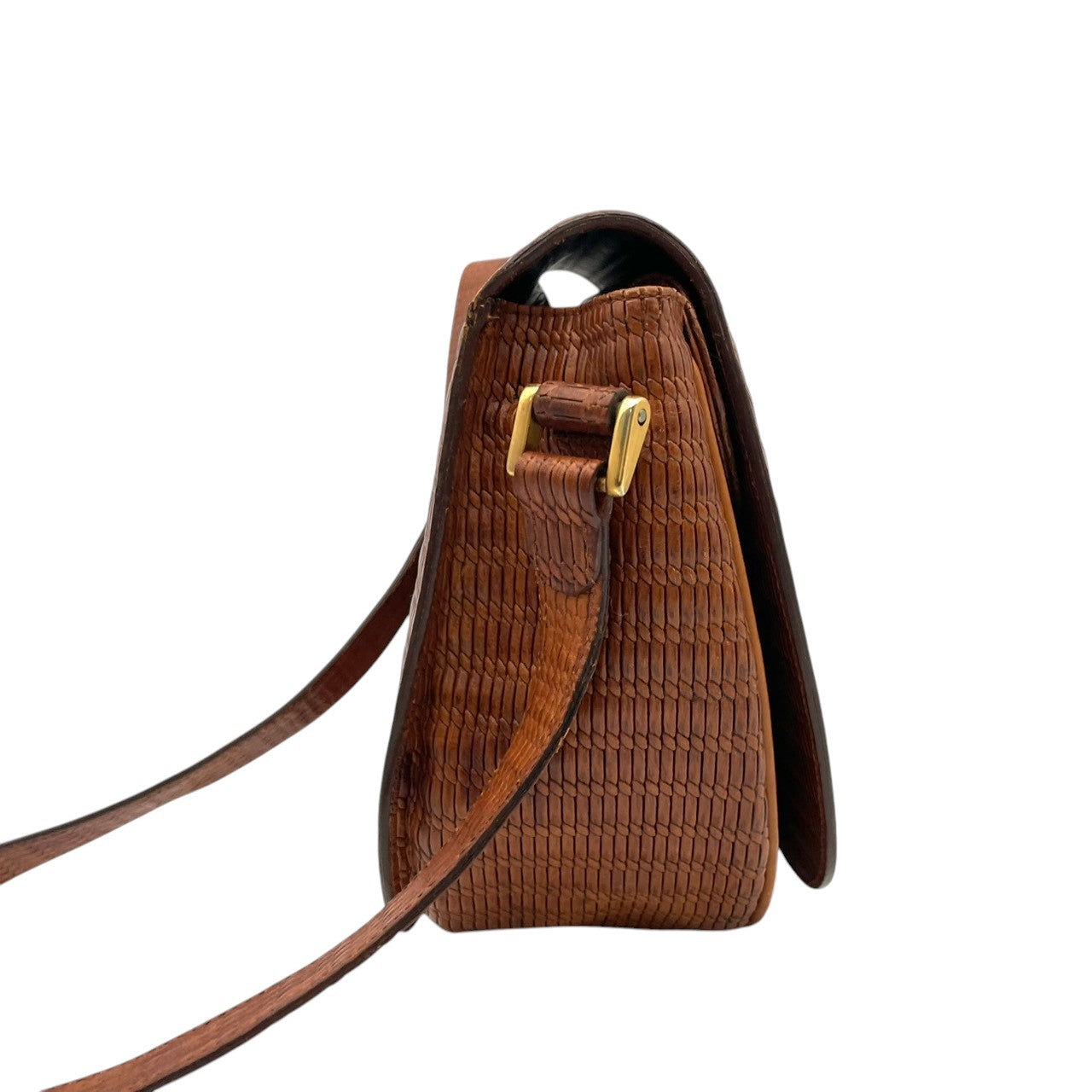 美品 ジョルジオアルマーニ GIORGIO ARMANI ショルダーバッグ ウーブンレザー 編み込み ブラウン 茶 ゴールド金具 サドルバッグ ヴィンテージ 牛革 斜めがけ レディース イタリア製 上品 エレガント キャメル U3