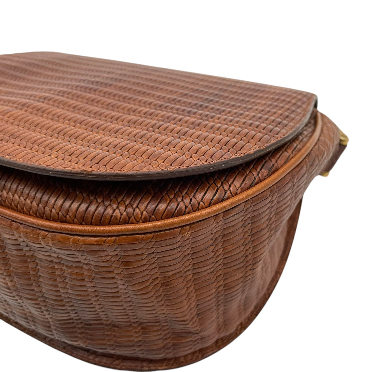美品 ジョルジオアルマーニ GIORGIO ARMANI ショルダーバッグ ウーブンレザー 編み込み ブラウン 茶 ゴールド金具 サドルバッグ ヴィンテージ 牛革 斜めがけ レディース イタリア製 上品 エレガント キャメル U3
