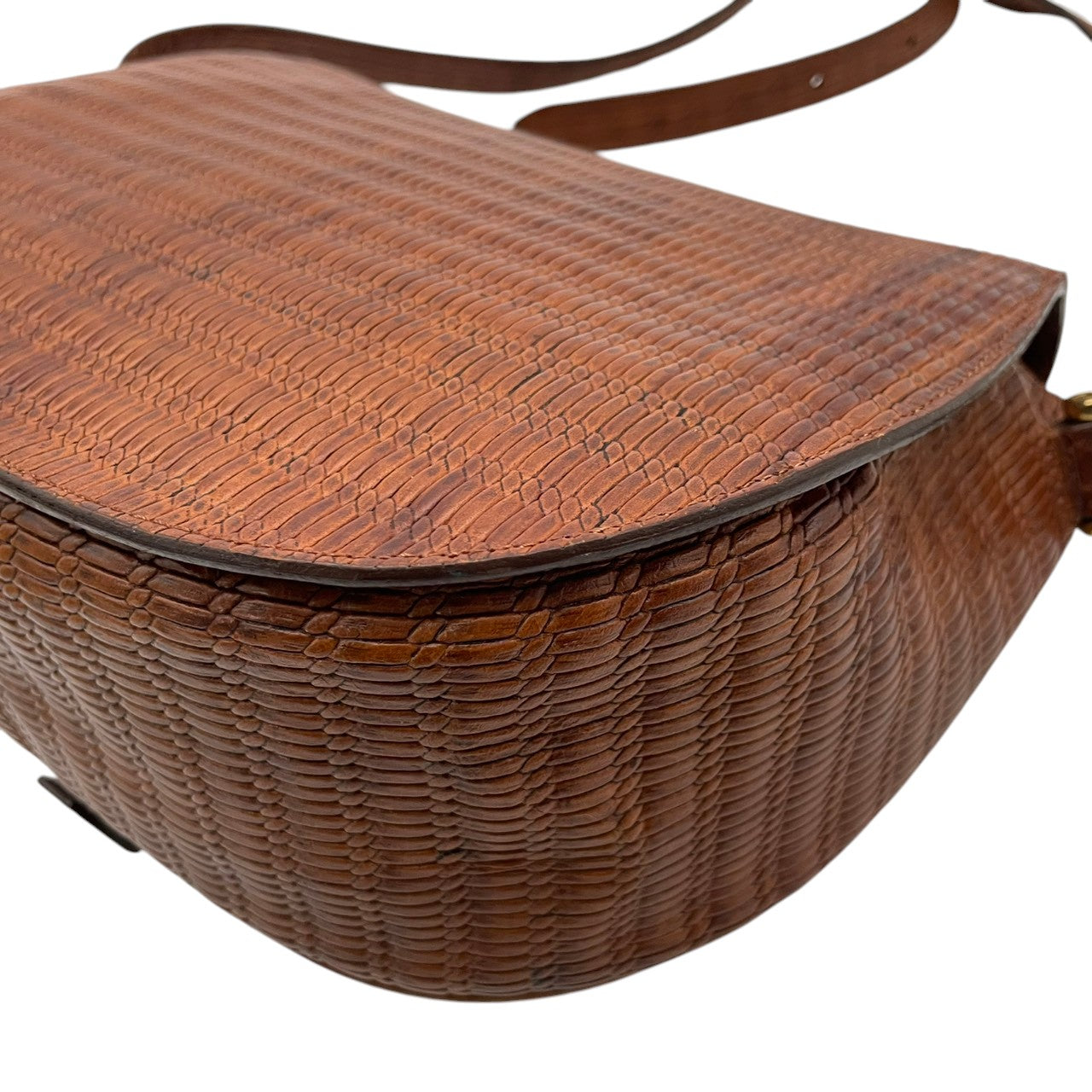 美品 ジョルジオアルマーニ GIORGIO ARMANI ショルダーバッグ ウーブンレザー 編み込み ブラウン 茶 ゴールド金具 サドルバッグ ヴィンテージ 牛革 斜めがけ レディース イタリア製 上品 エレガント キャメル U3