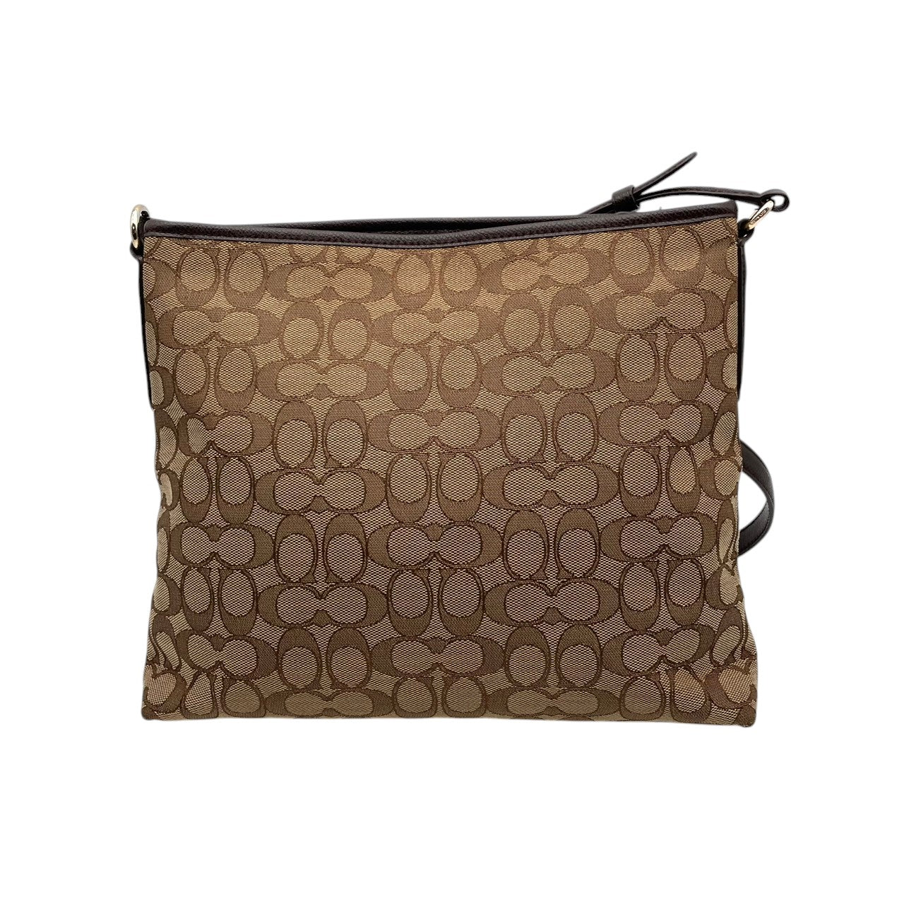 美品 COACH コーチ ショルダーバッグ シグネチャー キャンバス レザー ブラウン 茶 ゴールド金具 斜めがけ ファイルバッグ Cロゴ レディース 通勤 普段使い 総柄 クロスボディ A4収納 シンプル 上品 F55363 U2