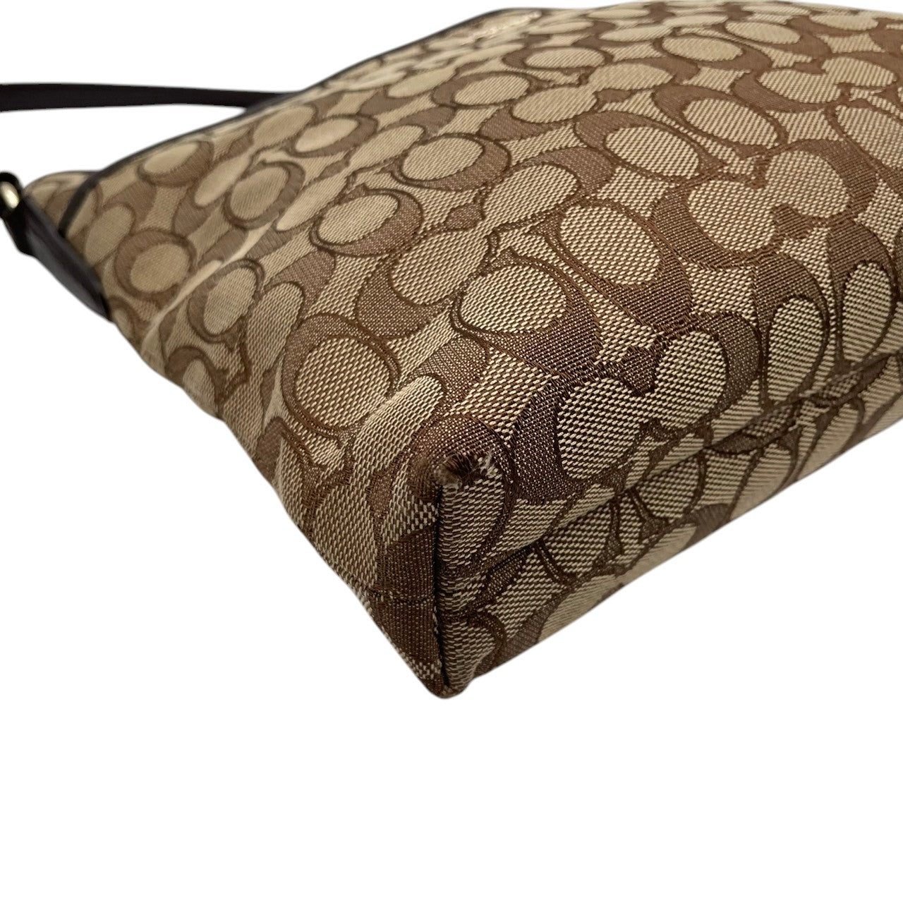 美品 COACH コーチ ショルダーバッグ シグネチャー キャンバス レザー ブラウン 茶 ゴールド金具 斜めがけ ファイルバッグ Cロゴ レディース 通勤 普段使い 総柄 クロスボディ A4収納 シンプル 上品 F55363 U2