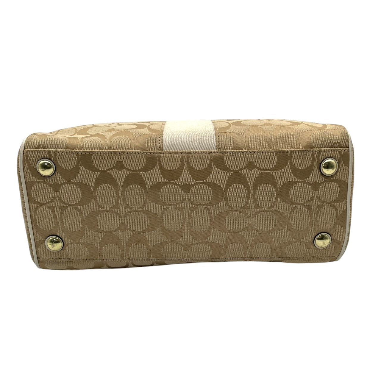 COACH コーチ トートバッグ シグネチャー キャンバス レザー ベージュ ホワイト ゴールド金具 Cロゴ 総柄 ストライプ 大容量 A4収納 レディース 通勤 普段使い ハンドバッグ 上品 シンプル F28505 U2
