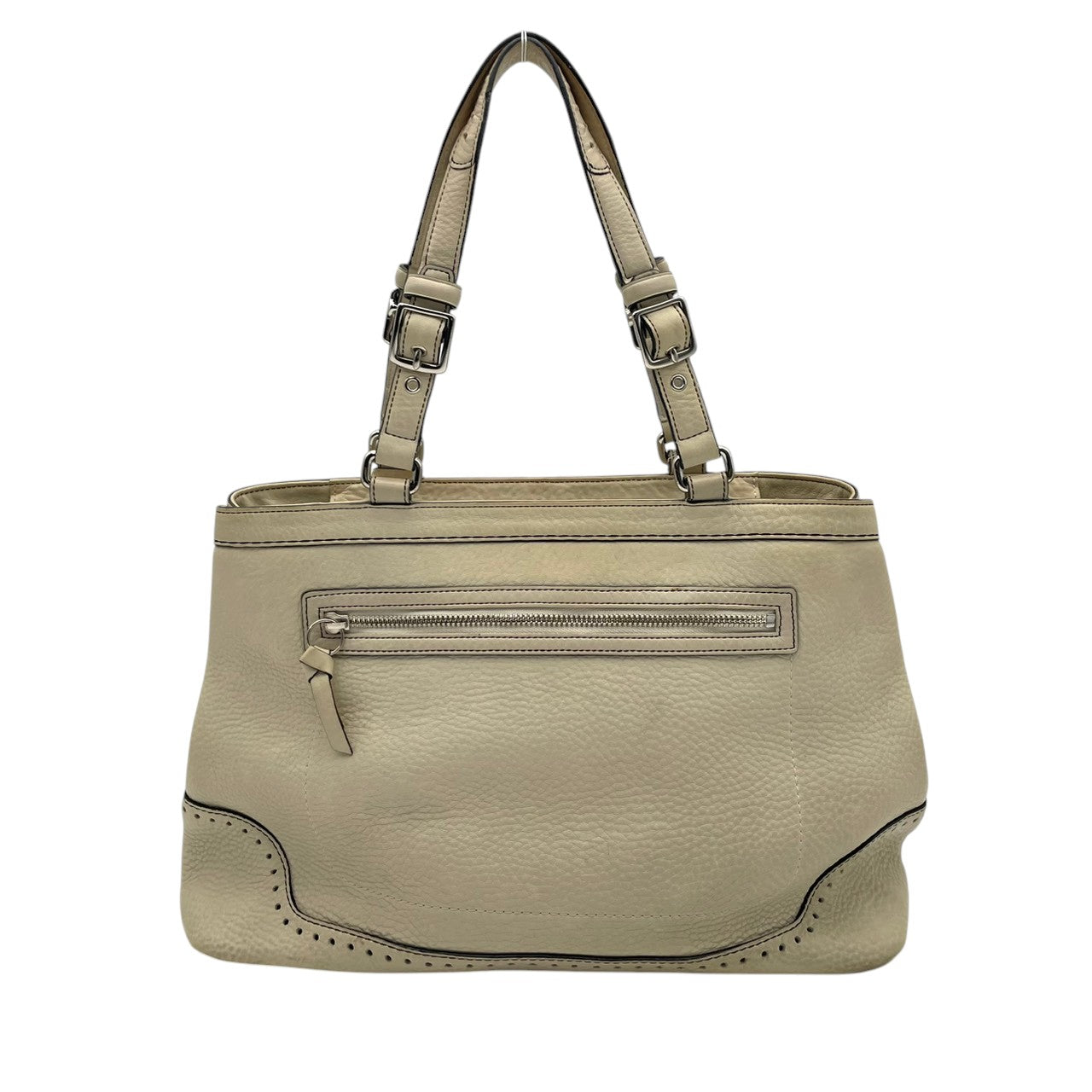 COACH コーチ トートバッグ ソフトミルドカウハイド レザー アイボリー シルバー金具 牛革 タッセル ブローグ 大容量 A4収納 レディース 通勤 普段使い ハンドバッグ 上品 シンプル 5056 U2