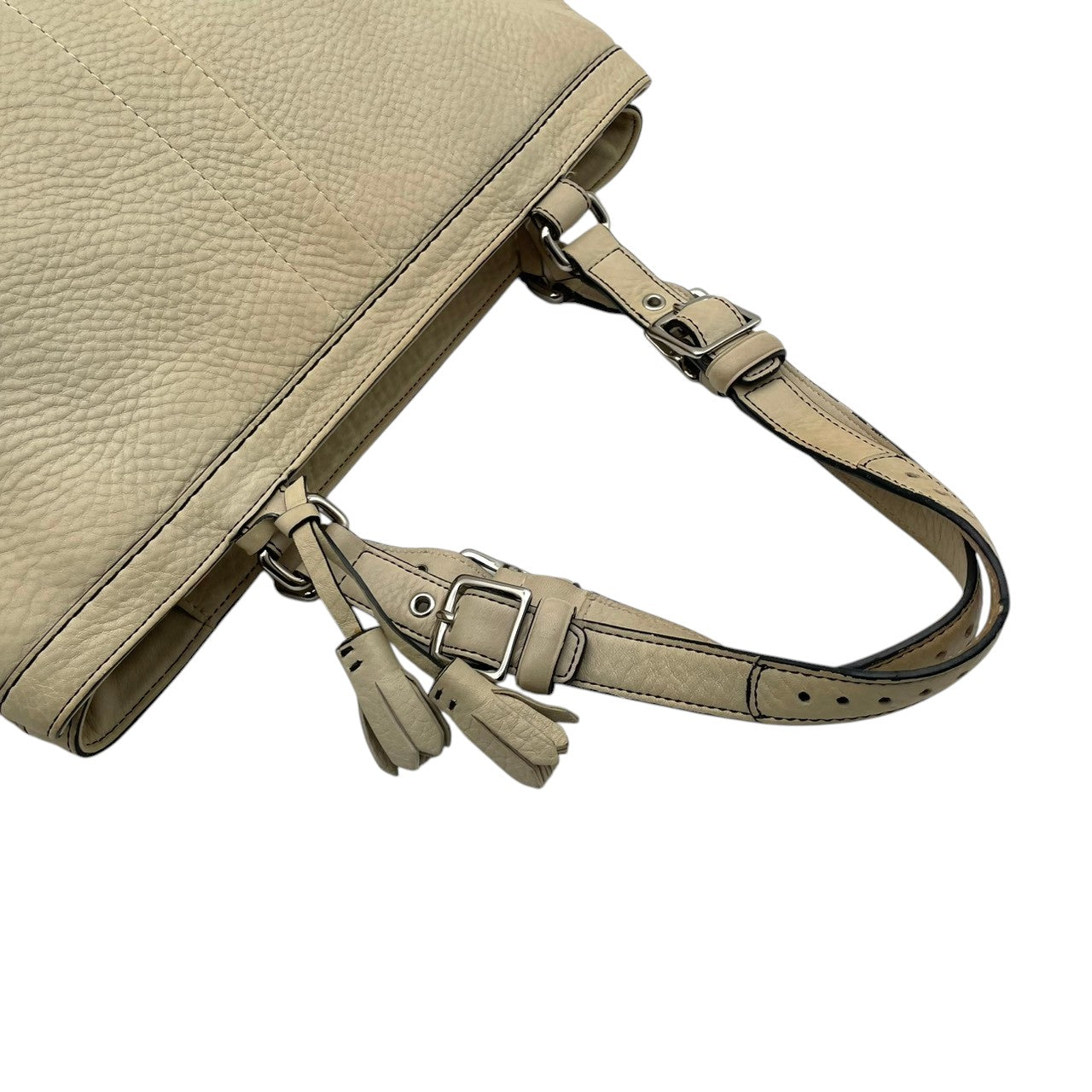 COACH コーチ トートバッグ ソフトミルドカウハイド レザー アイボリー シルバー金具 牛革 タッセル ブローグ 大容量 A4収納 レディース 通勤 普段使い ハンドバッグ 上品 シンプル 5056 U2