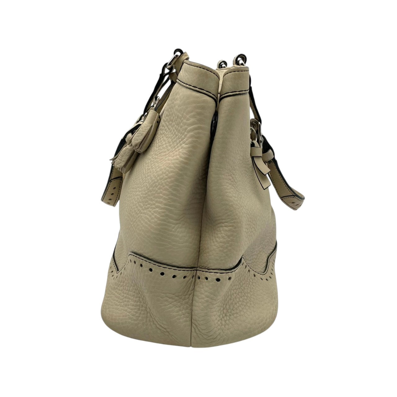 COACH コーチ トートバッグ ソフトミルドカウハイド レザー アイボリー シルバー金具 牛革 タッセル ブローグ 大容量 A4収納 レディース 通勤 普段使い ハンドバッグ 上品 シンプル 5056 U2