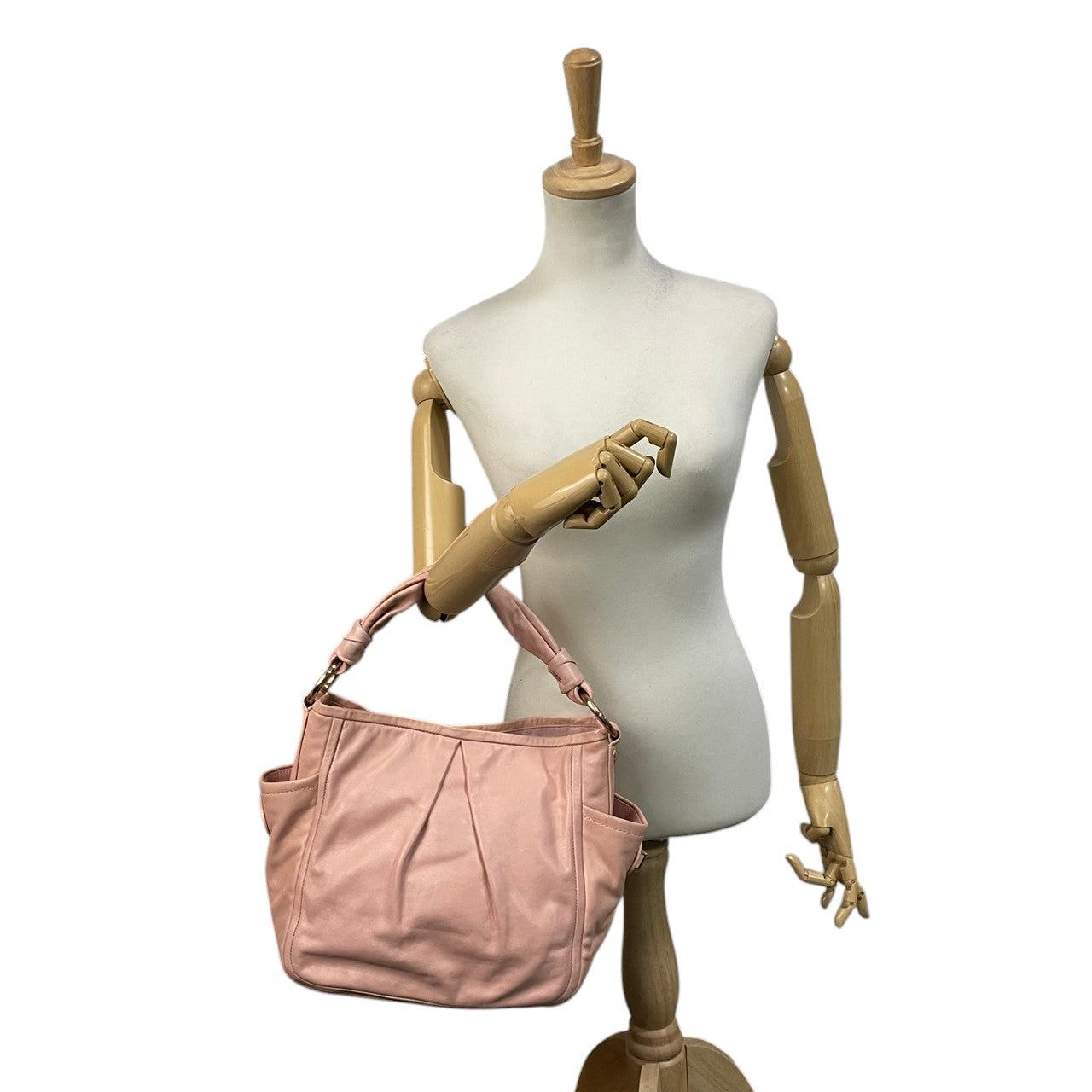 COACH コーチ ショルダーバッグ フルグレイン カウハイド レザー ピンク ゴールド金具 牛革 プリーツ ターンロック リング ハンドバッグ レディース 普段使い 上品 フェミニン かわいい 13412 U2