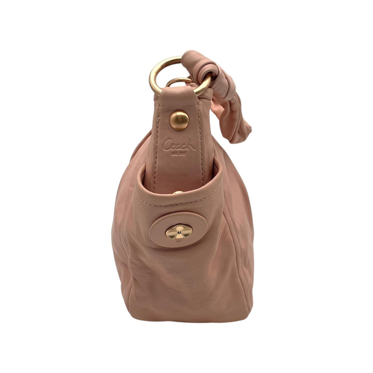 COACH コーチ ショルダーバッグ フルグレイン カウハイド レザー ピンク ゴールド金具 牛革 プリーツ ターンロック リング ハンドバッグ レディース 普段使い 上品 フェミニン かわいい 13412 U2