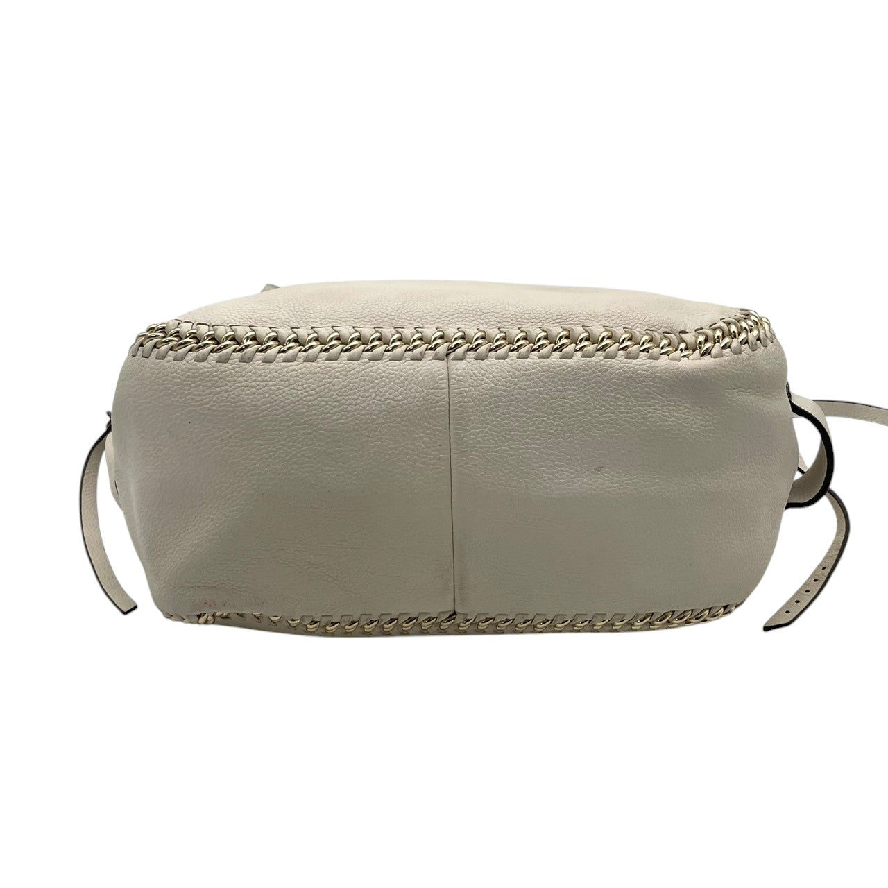 美品 COACH コーチ トートバッグ ペブルドレザー オフホワイト 白 シルバー チェーン編み込み ウィップステッチ スタッズ 牛革 大容量 2way レディース 通勤 普段使い 上品 ショルダー A4収納 U2