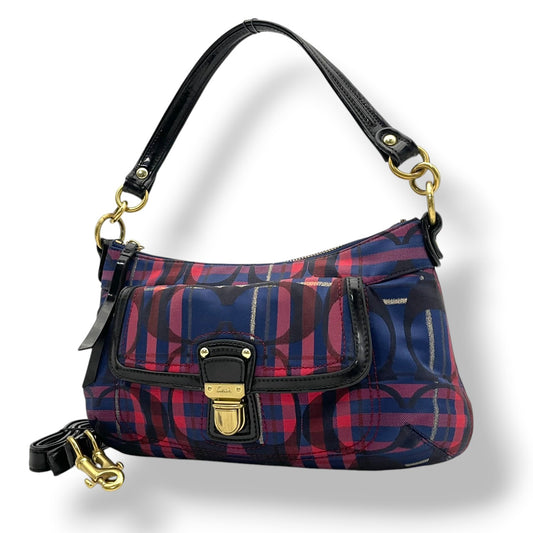 COACH コーチ ショルダーバッグ シグネチャー キャンバス パテントレザー タータンチェック ネイビー ボルドー ゴールド金具 Cロゴ 総柄 2way 斜めがけ レディース 普段使い ターンロック 21621 s94
