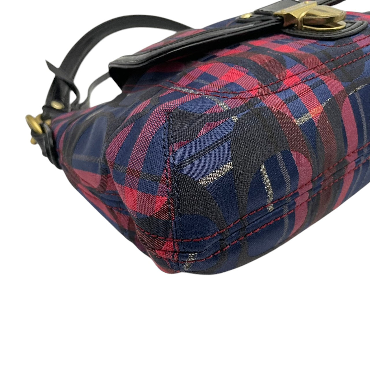 COACH コーチ ショルダーバッグ シグネチャー キャンバス パテントレザー タータンチェック ネイビー ボルドー ゴールド金具 Cロゴ 総柄 2way 斜めがけ レディース 普段使い ターンロック 21621 s94
