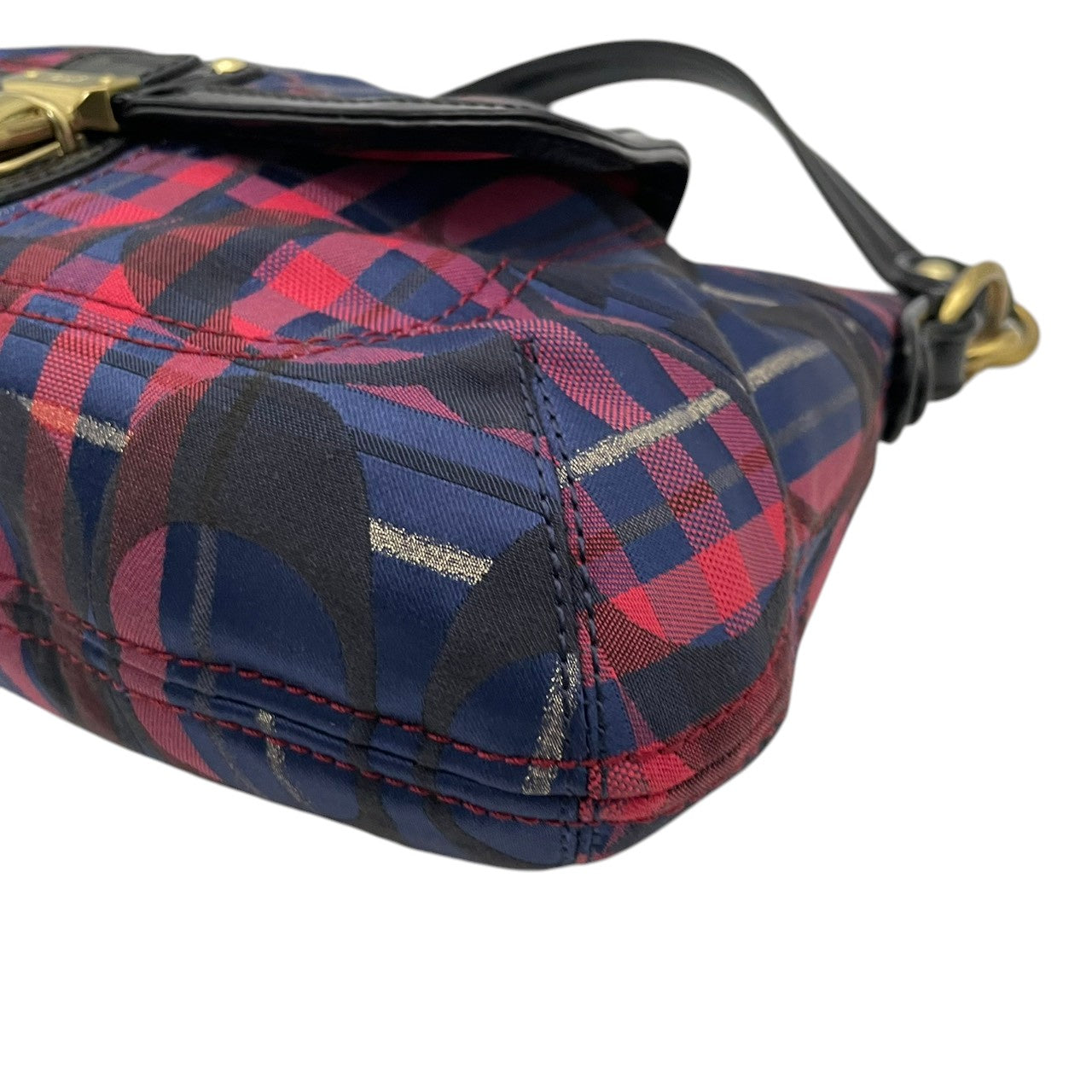 COACH コーチ ショルダーバッグ シグネチャー キャンバス パテントレザー タータンチェック ネイビー ボルドー ゴールド金具 Cロゴ 総柄 2way 斜めがけ レディース 普段使い ターンロック 21621 s94