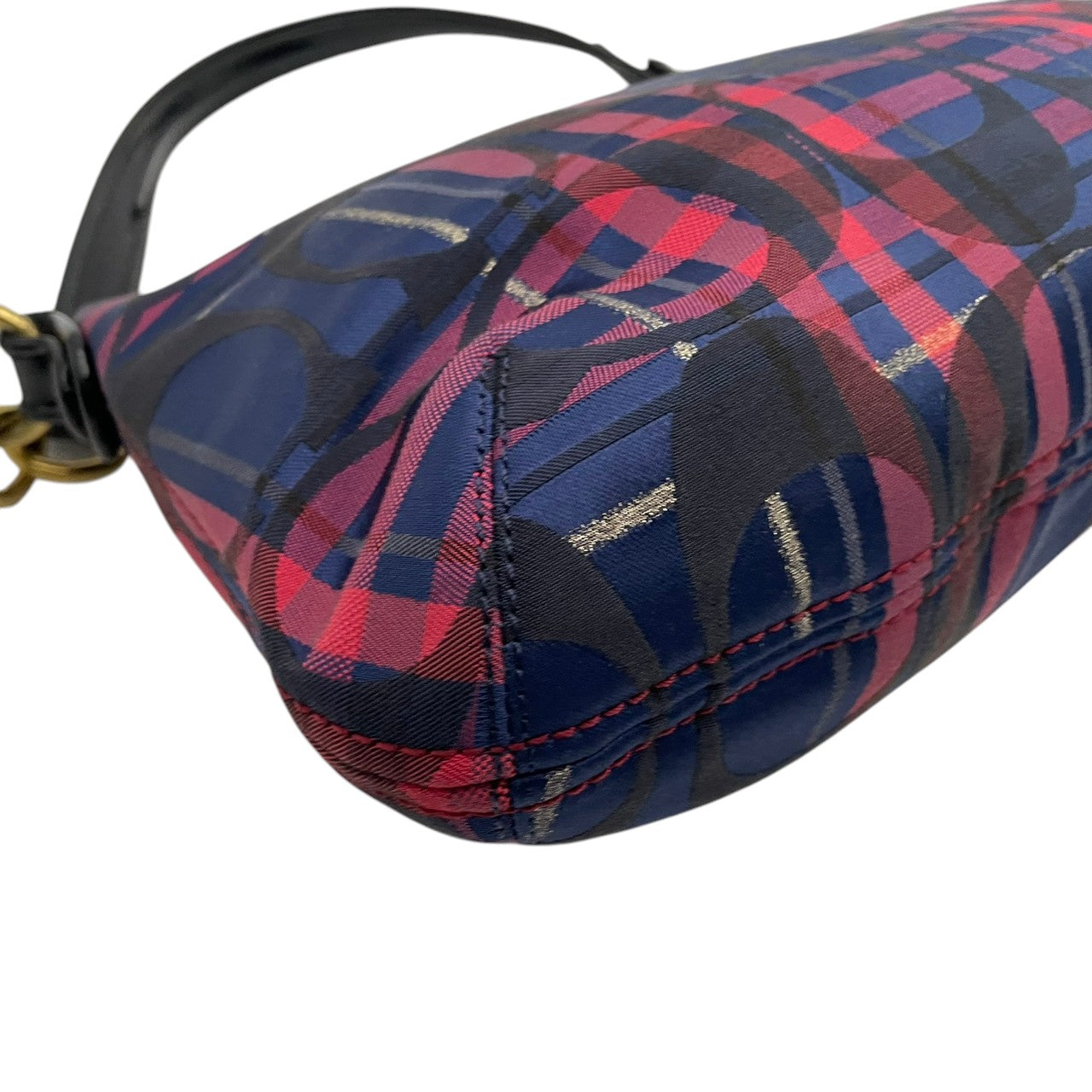 COACH コーチ ショルダーバッグ シグネチャー キャンバス パテントレザー タータンチェック ネイビー ボルドー ゴールド金具 Cロゴ 総柄 2way 斜めがけ レディース 普段使い ターンロック 21621 s94