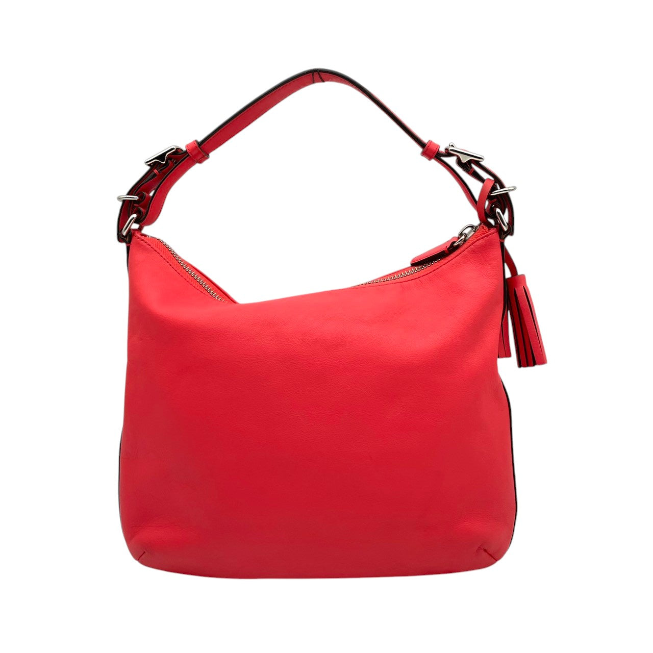 美品 COACH コーチ ショルダーバッグ レザー ピンク シルバー金具 牛革 2way フロントポケット タッセル ターンロック レディース 通勤 普段使い 斜めがけ フェミニン かわいい 大容量 22881 s94
