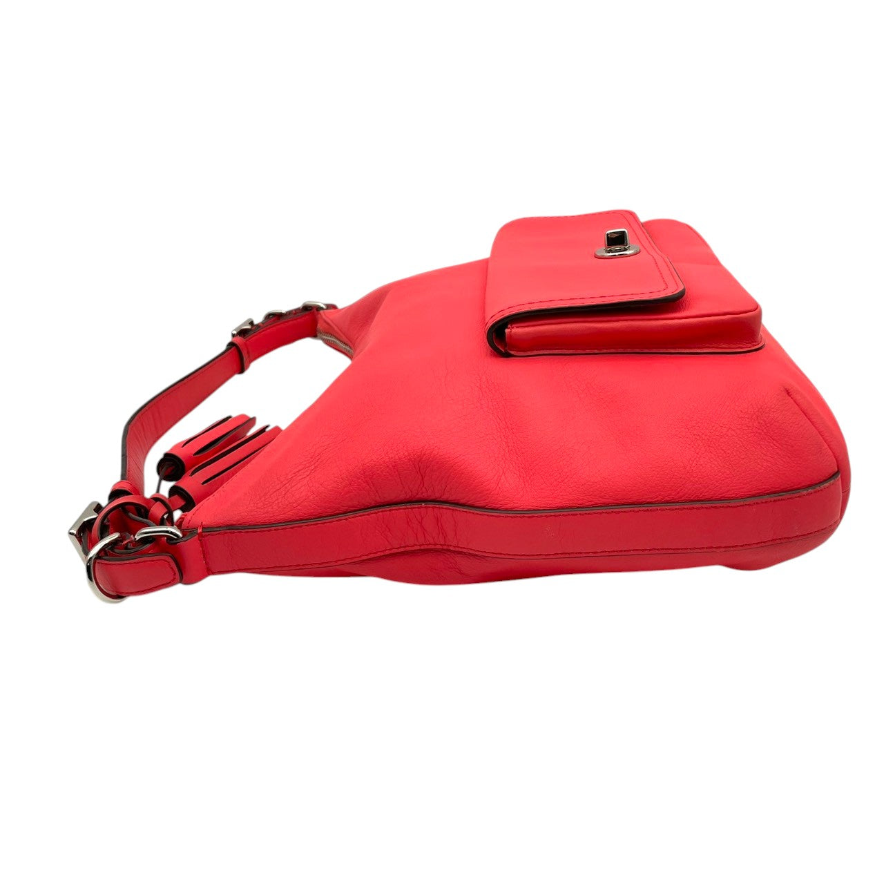 美品 COACH コーチ ショルダーバッグ レザー ピンク シルバー金具 牛革 2way フロントポケット タッセル ターンロック レディース 通勤 普段使い 斜めがけ フェミニン かわいい 大容量 22881 s94