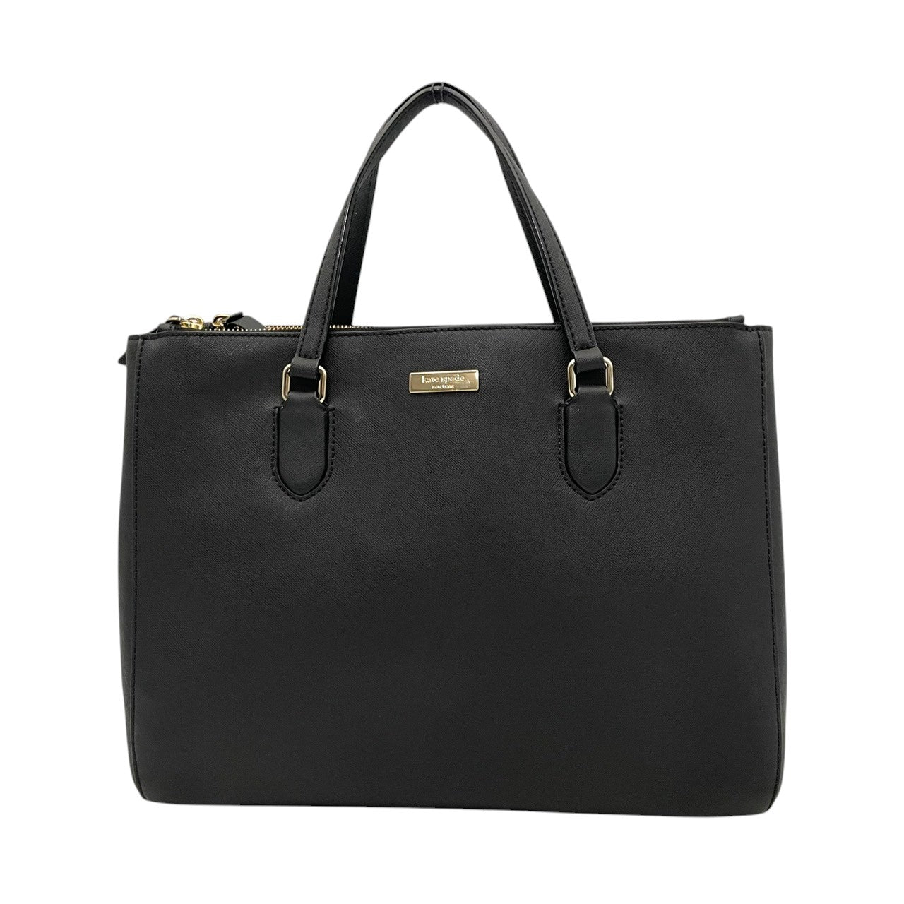 美品 ケイトスペード kate spade NEW YORK トートバッグ サフィアーノレザー ブラック 黒 ゴールド金具 2way 大容量 A4収納 レディース 通勤 普段使い シンプル 上品 ハンドバッグ 斜めがけ s94