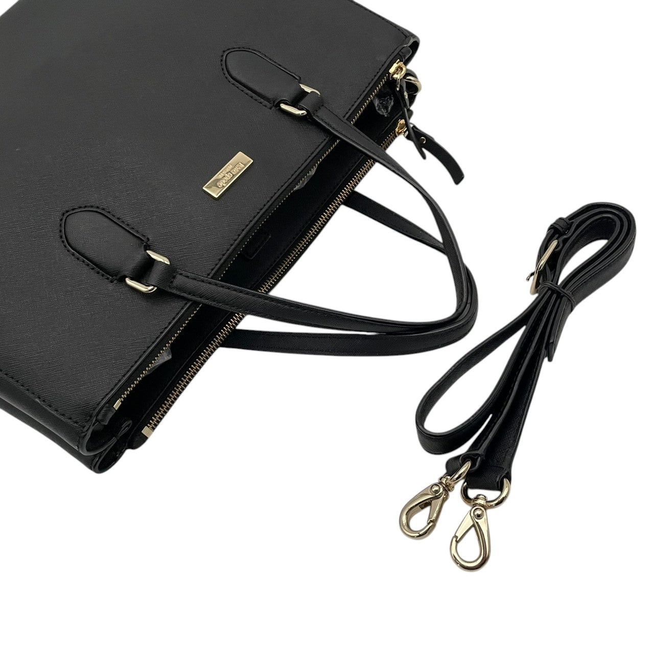 美品 ケイトスペード kate spade NEW YORK トートバッグ サフィアーノレザー ブラック 黒 ゴールド金具 2way 大容量 A4収納 レディース 通勤 普段使い シンプル 上品 ハンドバッグ 斜めがけ s94
