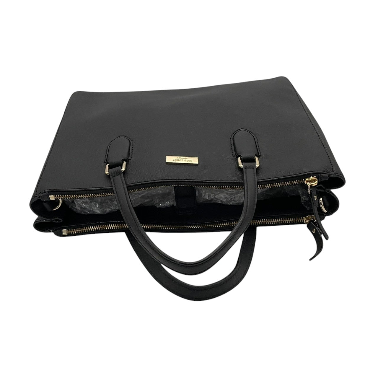 美品 ケイトスペード kate spade NEW YORK トートバッグ サフィアーノレザー ブラック 黒 ゴールド金具 2way 大容量 A4収納 レディース 通勤 普段使い シンプル 上品 ハンドバッグ 斜めがけ s94