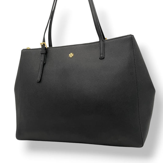 TORY BURCH トリーバーチ エマーソン トートバッグ サフィアーノレザー ブラック 黒 ゴールド金具 大容量 A4収納 レディース 通勤 普段使い シンプル 上品 ダブルT ハンドバッグ 牛革 s94