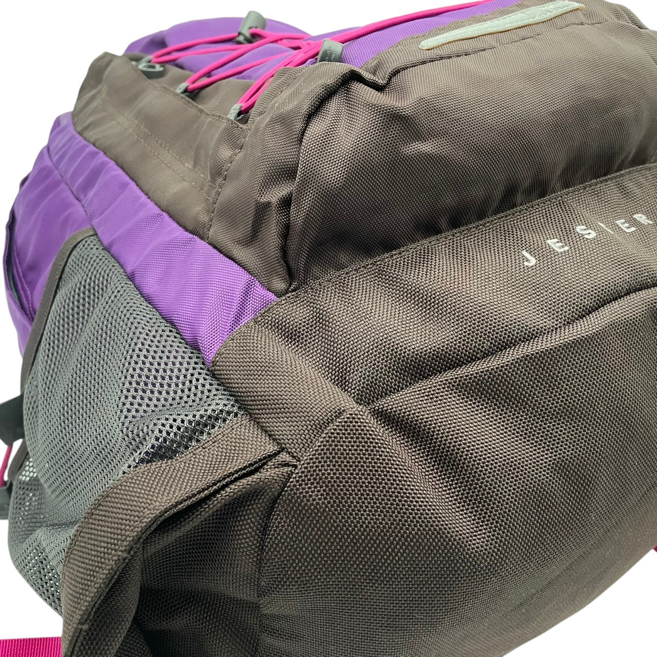 美品 THE NORTH FACE ノースフェイス 大型リュック デイパック ナイロン パープル×ブラウン レディース 大容量 アウトドア 登山 トレッキング 通学 旅行 チェストベルト 腰ベルト付き カジュアル ビンテージ s7