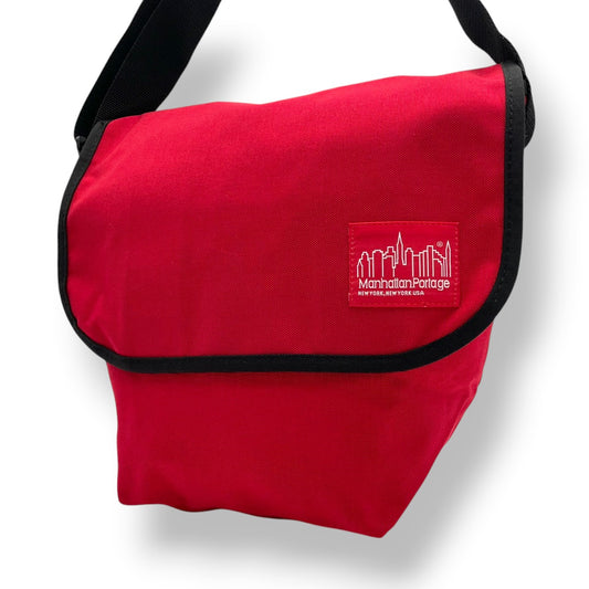 美品 Manhattan Portage マンハッタンポーテージ メッセンジャーバッグ ショルダーバッグ ナイロン レッド×ブラック ユニセックス カジュアル 通勤 通学 デイリー ニューヨーク ストリート コーデュラ 斜め掛け s7