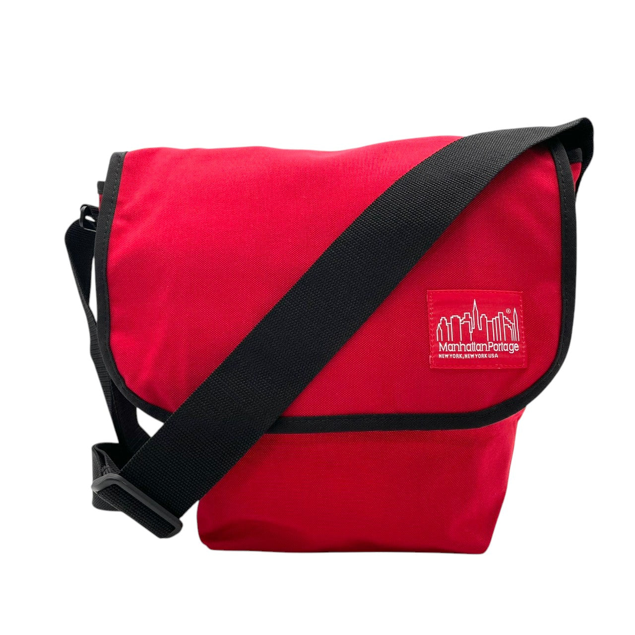 美品 Manhattan Portage マンハッタンポーテージ メッセンジャーバッグ ショルダーバッグ ナイロン レッド×ブラック ユニセックス カジュアル 通勤 通学 デイリー ニューヨーク ストリート コーデュラ 斜め掛け s7