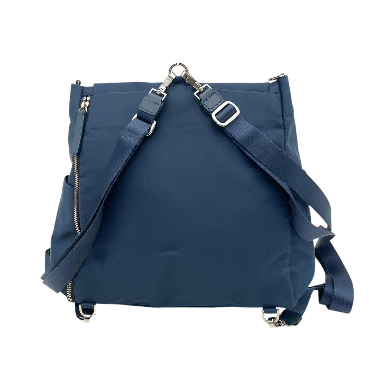 美品 agnes b. アニエスベー VOYAGE ショルダーバッグ 2way ナイロン ネイビー ブルー レディース 軽量 シルバー金具 フラップ サイドジップ 上品 デイリー 通勤 お出かけ フランス フェミニン s18