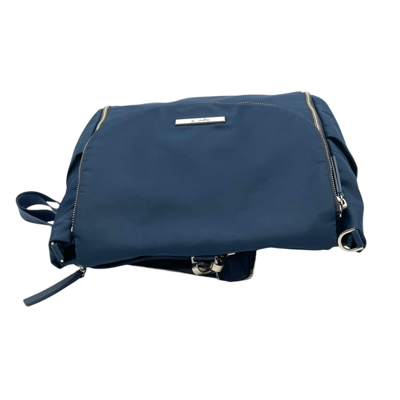 美品 agnes b. アニエスベー VOYAGE ショルダーバッグ 2way ナイロン ネイビー ブルー レディース 軽量 シルバー金具 フラップ サイドジップ 上品 デイリー 通勤 お出かけ フランス フェミニン s18