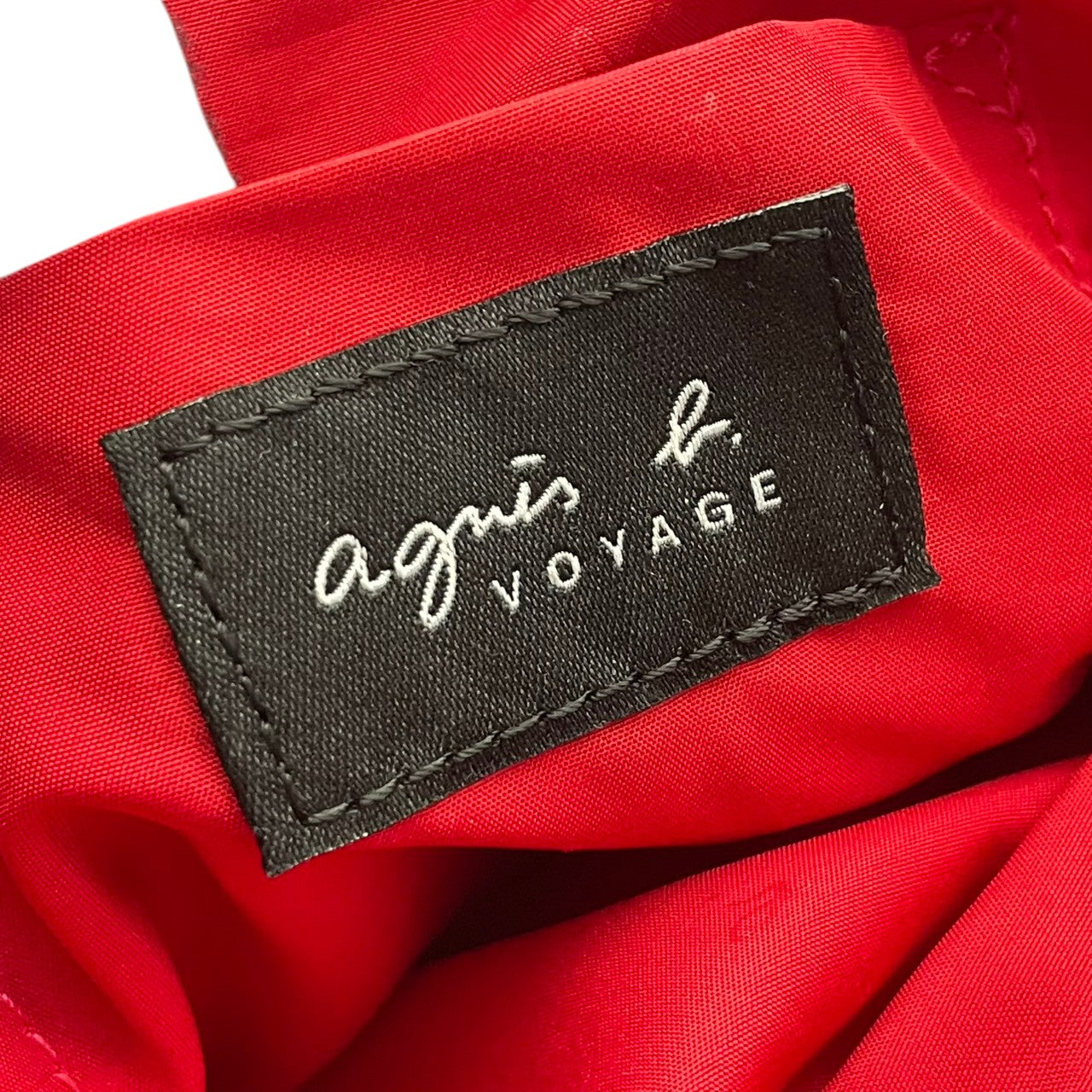 美品 agnes b. アニエスベー VOYAGE トートバッグ ナイロン×レザー レッド 赤 レディース 編み込みコード シルバー金具 上品 軽量 デイリー 通勤 お出かけ フランス フェミニン エレガント s18