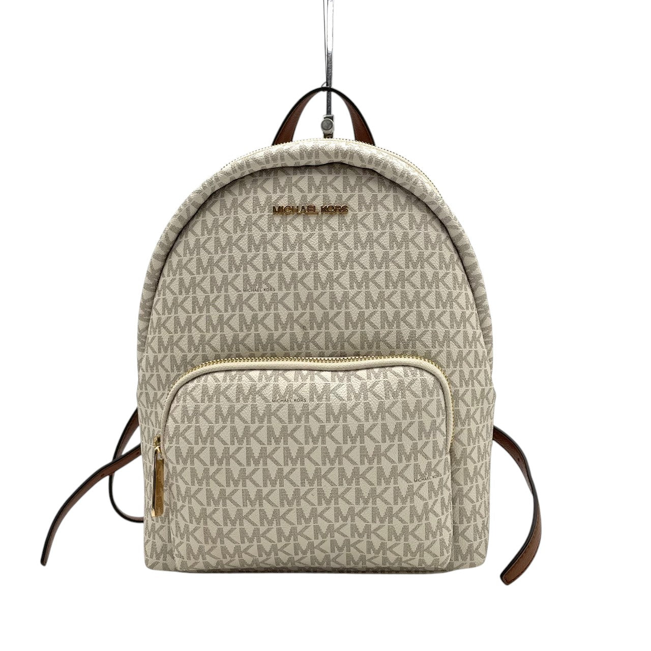 極美品 MICHAEL KORS マイケルコース Erin ミディアム リュック デイパック MKシグネチャー総柄 PVC×レザー バニラ アイボリー×ブラウン レディース ゴールド金具 上品 軽量 通勤 通学 デイリー お出かけ 人気定番 s18