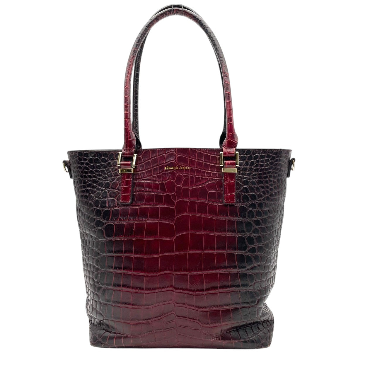 LEATHER JEWELS レザージュエルズ バッグ 2WAY トートバッグ ハンドバッグ ショルダーバッグ 手提げ 肩掛け 斜め掛け 牛革 クロコ型押し レザー ボルドー ワインレッド系 ゴールド金具 カジュアル 大容量 S2