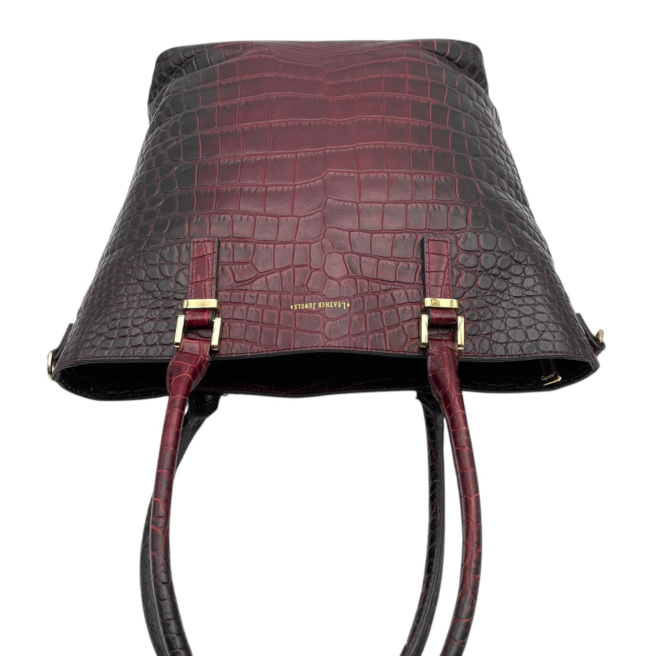 LEATHER JEWELS レザージュエルズ バッグ 2WAY トートバッグ ハンドバッグ ショルダーバッグ 手提げ 肩掛け 斜め掛け 牛革 クロコ型押し レザー ボルドー ワインレッド系 ゴールド金具 カジュアル 大容量 S2