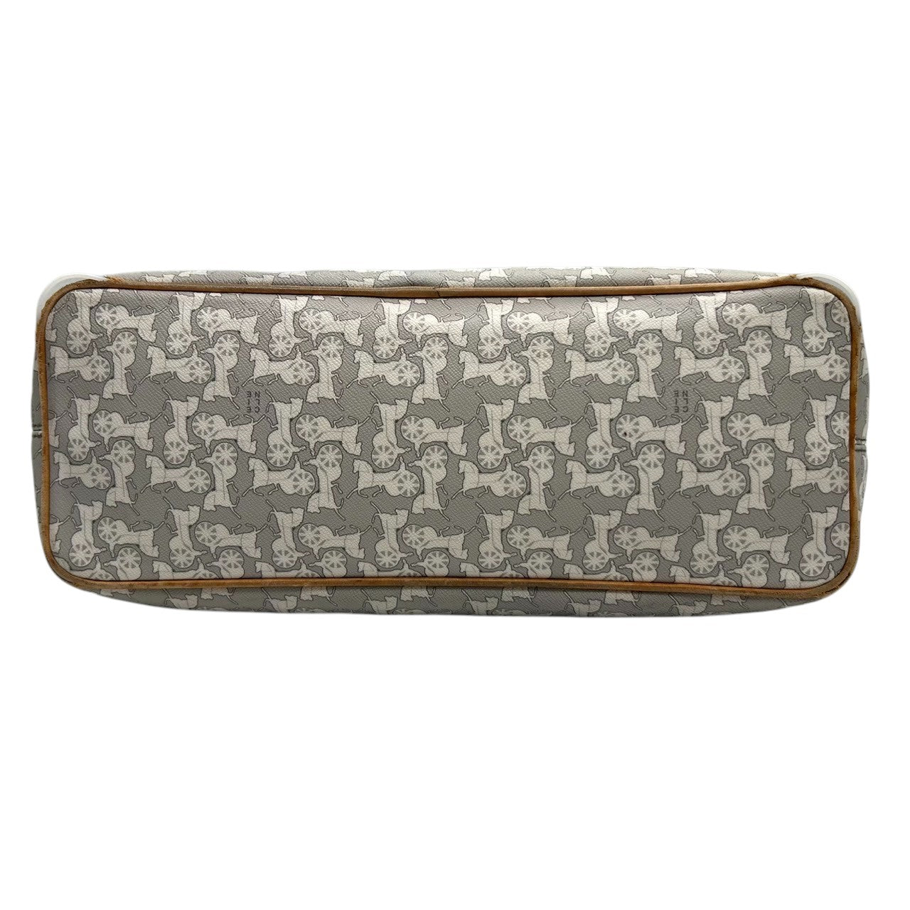 セリーヌ CELINE トートバッグ ハンドバッグ Cマカダム 馬車柄 サルキー PVC レザー グレー ビンテージ オールドセリーヌ クラシック レトロ ワンショルダー 肩掛け 自立可 ロゴプレート レディース 希少 レア 鞄 カバン デイリーユース V