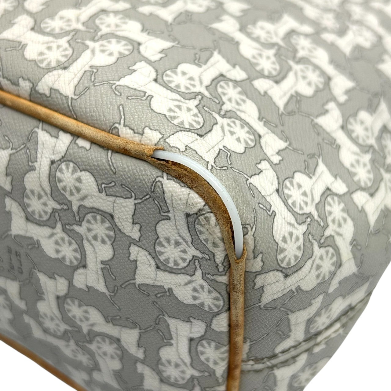 セリーヌ CELINE トートバッグ ハンドバッグ Cマカダム 馬車柄 サルキー PVC レザー グレー ビンテージ オールドセリーヌ クラシック レトロ ワンショルダー 肩掛け 自立可 ロゴプレート レディース 希少 レア 鞄 カバン デイリーユース V