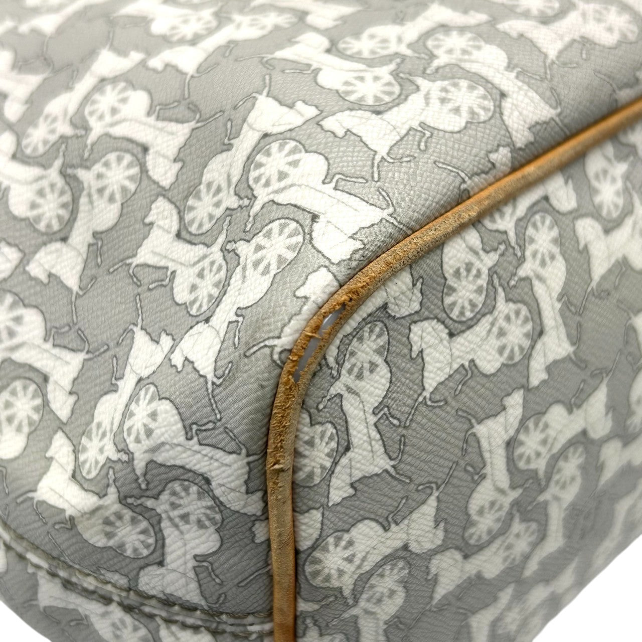 セリーヌ CELINE トートバッグ ハンドバッグ Cマカダム 馬車柄 サルキー PVC レザー グレー ビンテージ オールドセリーヌ クラシック レトロ ワンショルダー 肩掛け 自立可 ロゴプレート レディース 希少 レア 鞄 カバン デイリーユース V