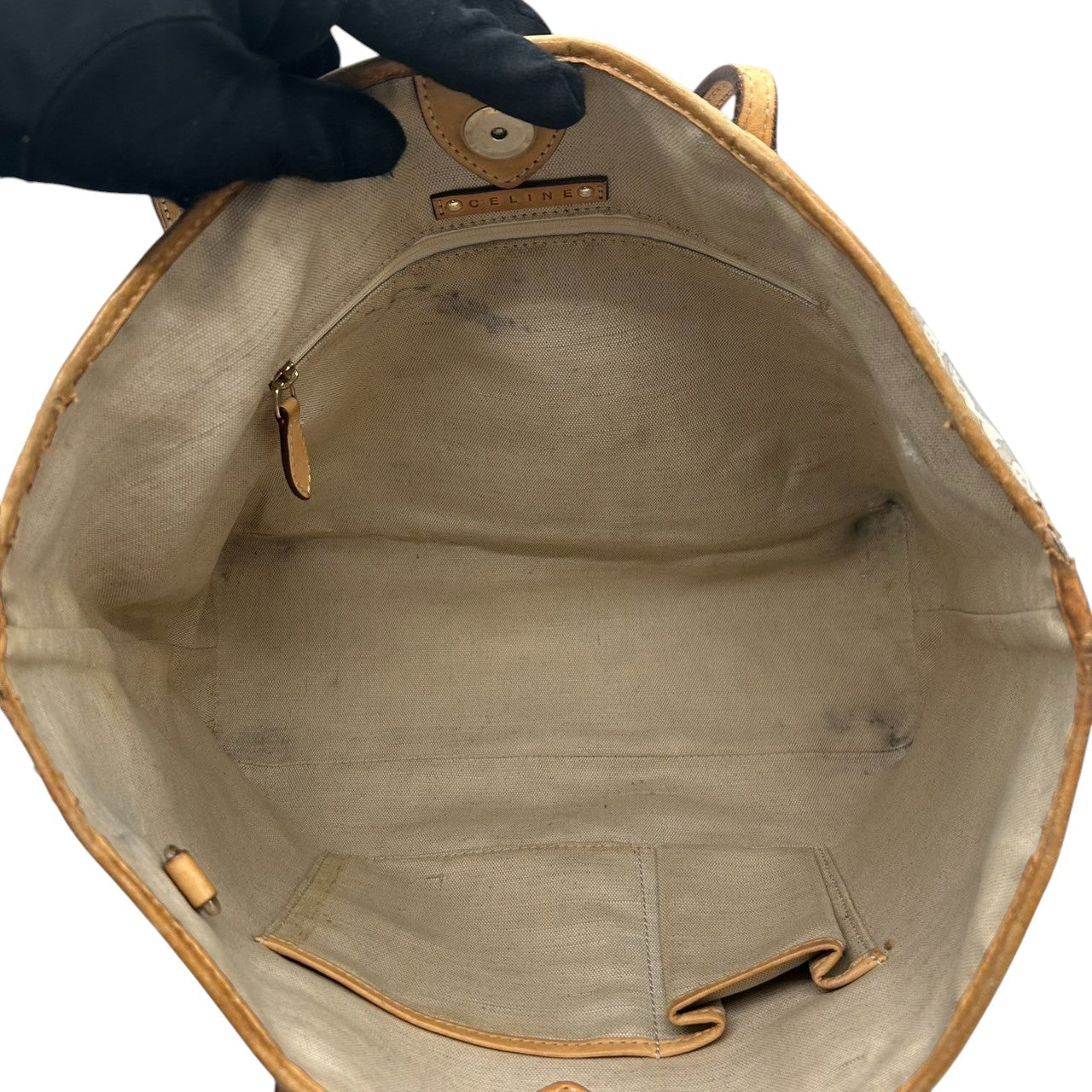 セリーヌ CELINE トートバッグ ハンドバッグ Cマカダム 馬車柄 サルキー PVC レザー グレー ビンテージ オールドセリーヌ クラシック レトロ ワンショルダー 肩掛け 自立可 ロゴプレート レディース 希少 レア 鞄 カバン デイリーユース V