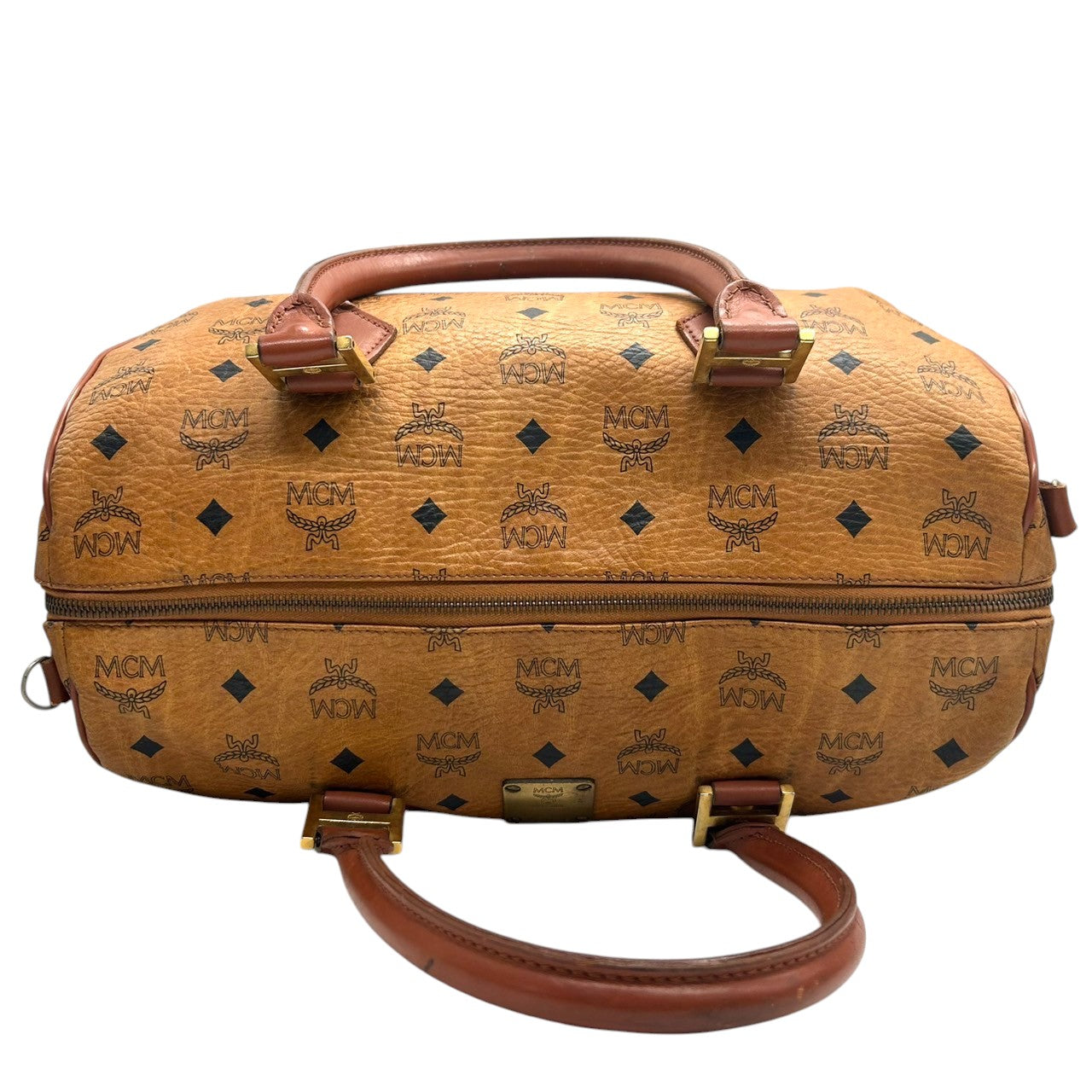 エムシーエム MCM ボストンバッグ ハンドバッグ ショルダーバッグ 2WAY ヴィセトス ロゴグラム 総柄 レザー 本革 ブラウン コニャック 斜め掛け可 肩掛け可 トラベル 旅行 レディース メンズ ユニセックス 鞄 カバン U