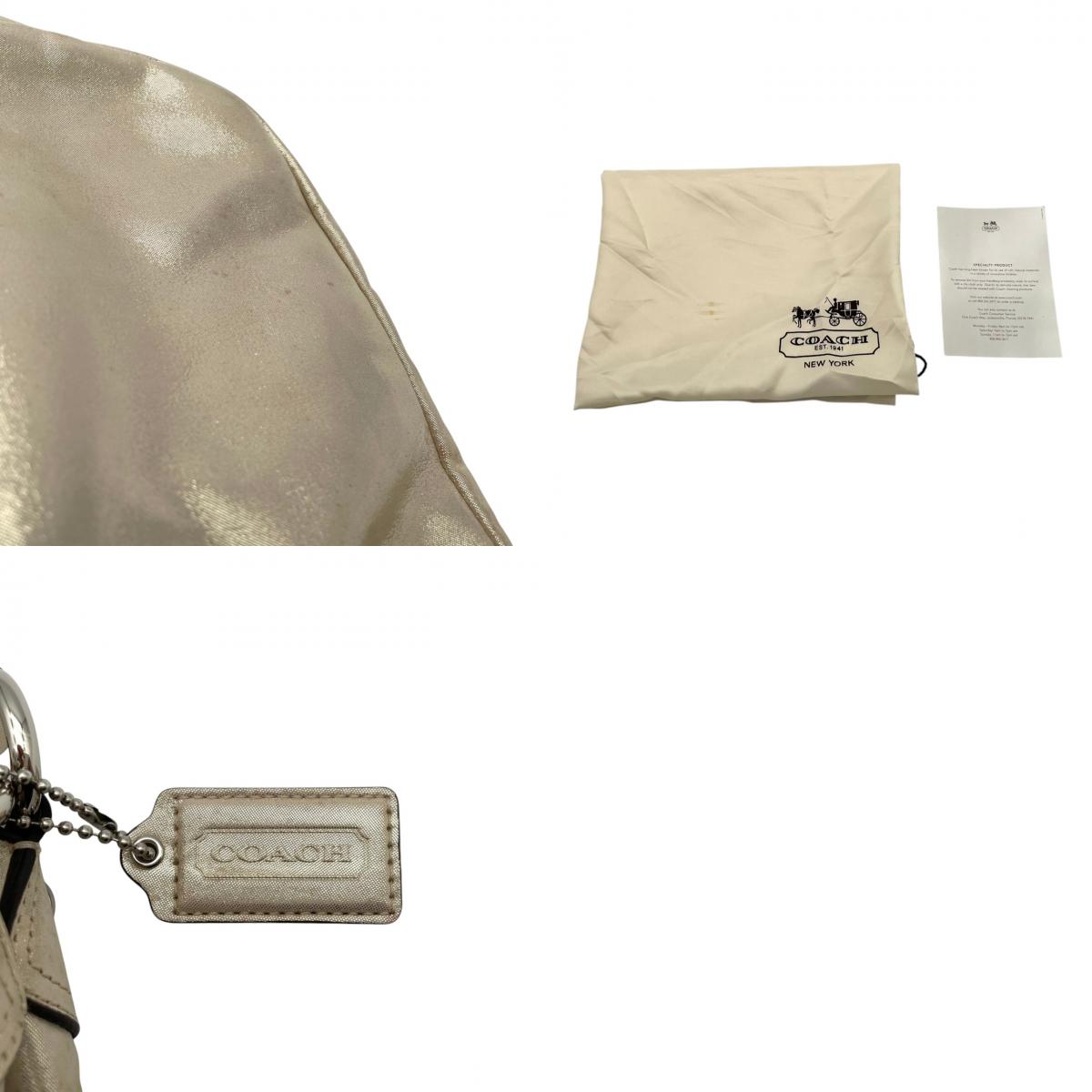 良品 コーチ COACH トートバッグ ワンショルダー シグネチャー PVC レザー アイボリー ゴールド メタリック レディース お出かけ 上品 高級 エレガント クラシック カバン 手提げ 肩掛け 鞄 普段使い レトロ シック 大人 デイリー s88