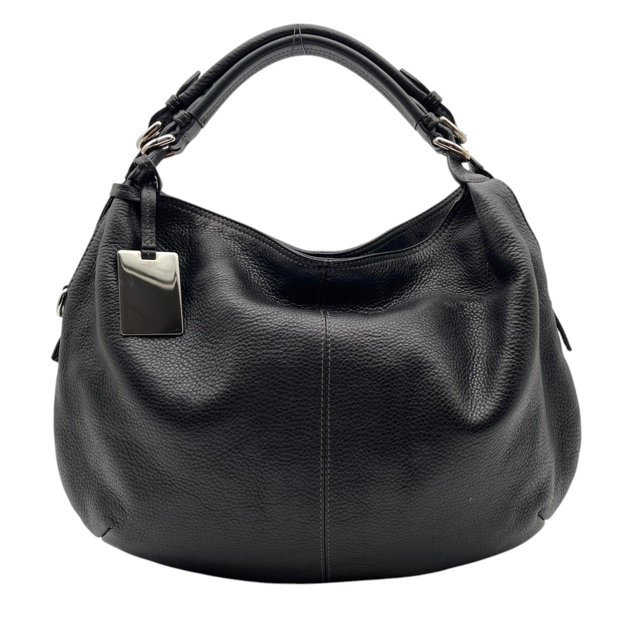 良品 フルラ FURLA ビジネスバッグ トートバッグ ブリーフケース レザー 黒 ブラック シルバー金具 エレガント クラシック メンズ レディース 通勤 通学 A4収納 上品 高級 フォーマル カバン 手提げ 本革 鞄 普段使い シック 自立可 s88