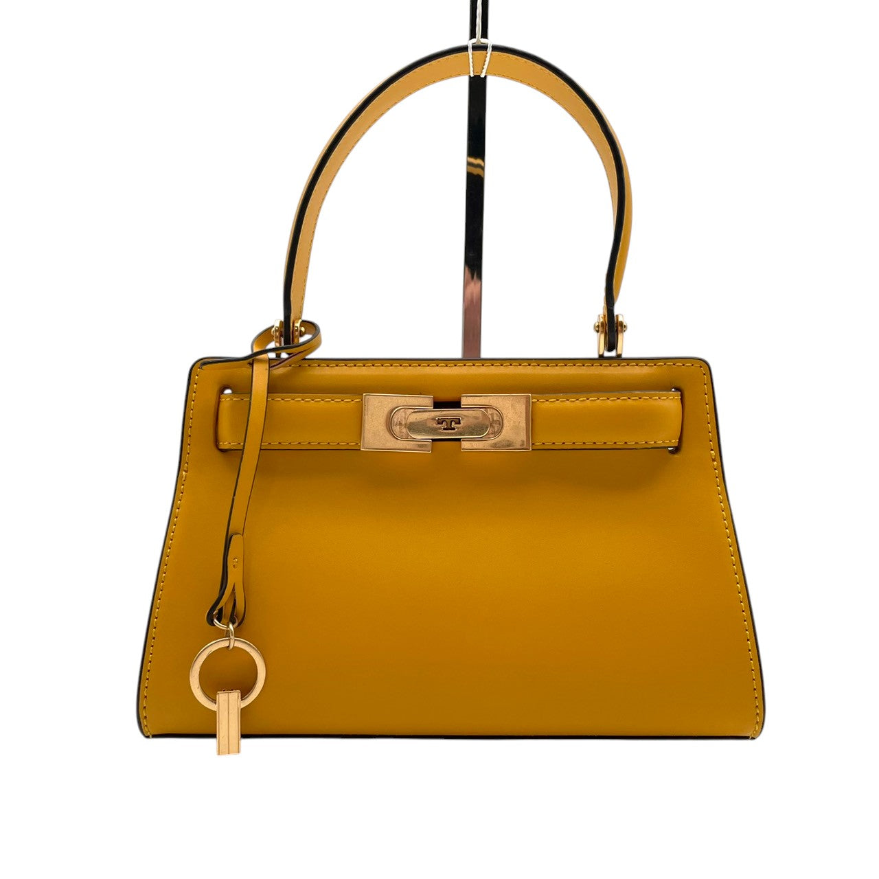 トリーバーチ TORY BURCH ハンドバッグ リー ラジウィル ショルダーバッグ 2WAY ミニバッグ レザー 本革 イエロー 黄色 ゴールド金具 Tロゴ エレガント クラシック カジュアル U7