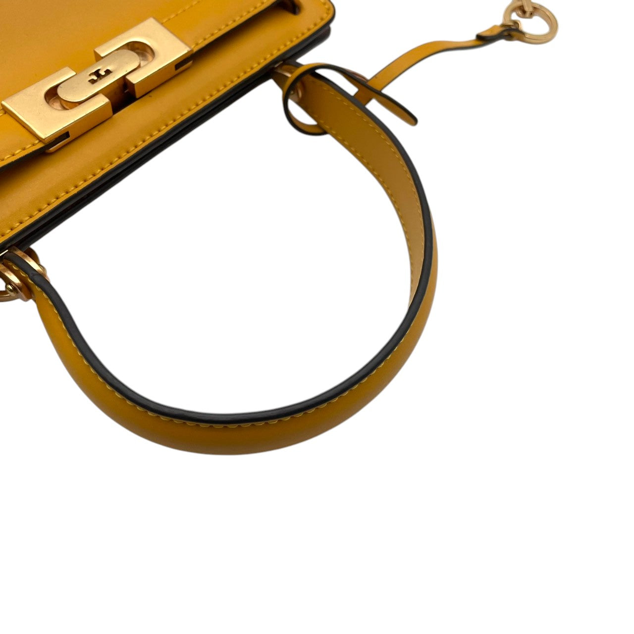 トリーバーチ TORY BURCH ハンドバッグ リー ラジウィル ショルダーバッグ 2WAY ミニバッグ レザー 本革 イエロー 黄色 ゴールド金具 Tロゴ エレガント クラシック カジュアル U7