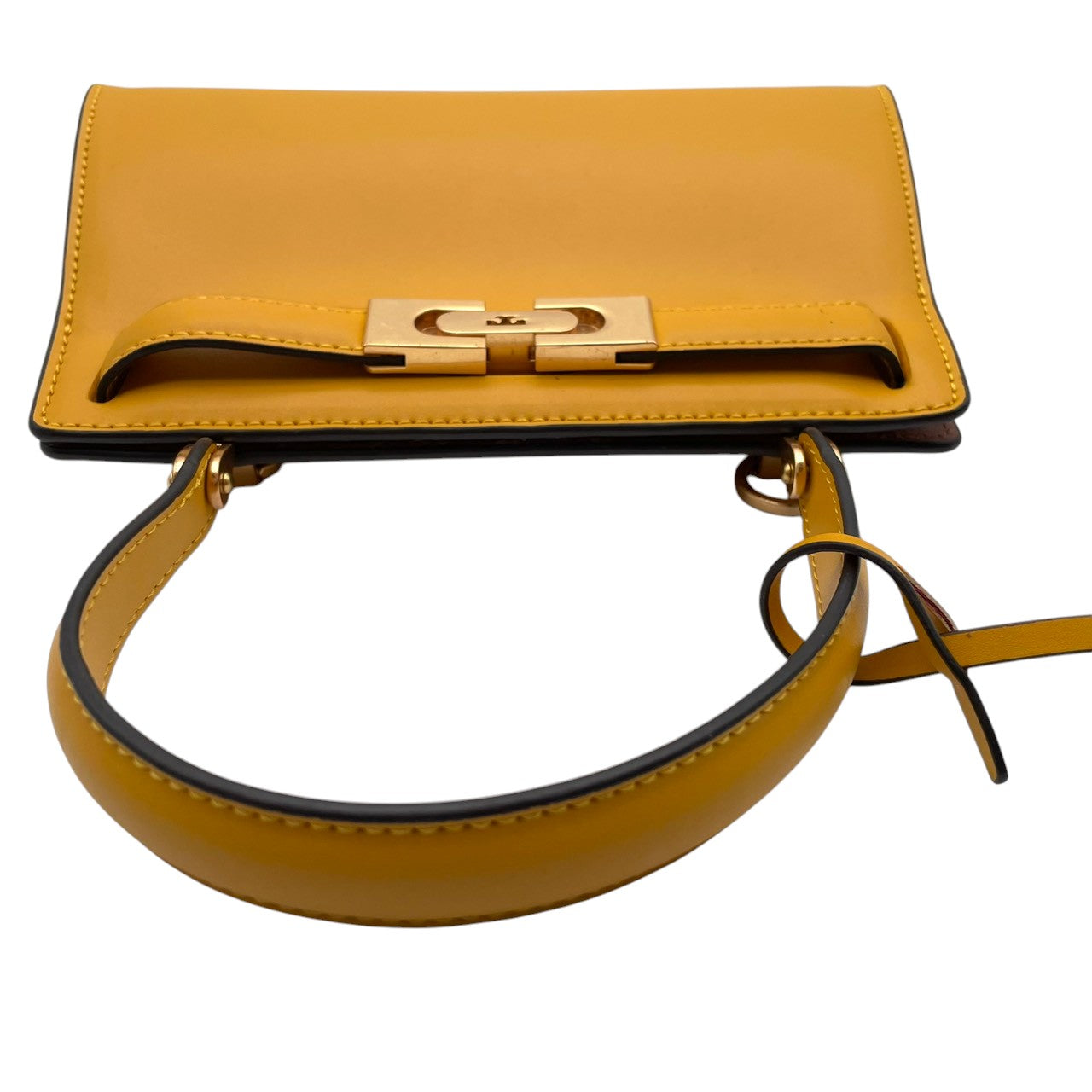 トリーバーチ TORY BURCH ハンドバッグ リー ラジウィル ショルダーバッグ 2WAY ミニバッグ レザー 本革 イエロー 黄色 ゴールド金具 Tロゴ エレガント クラシック カジュアル U7