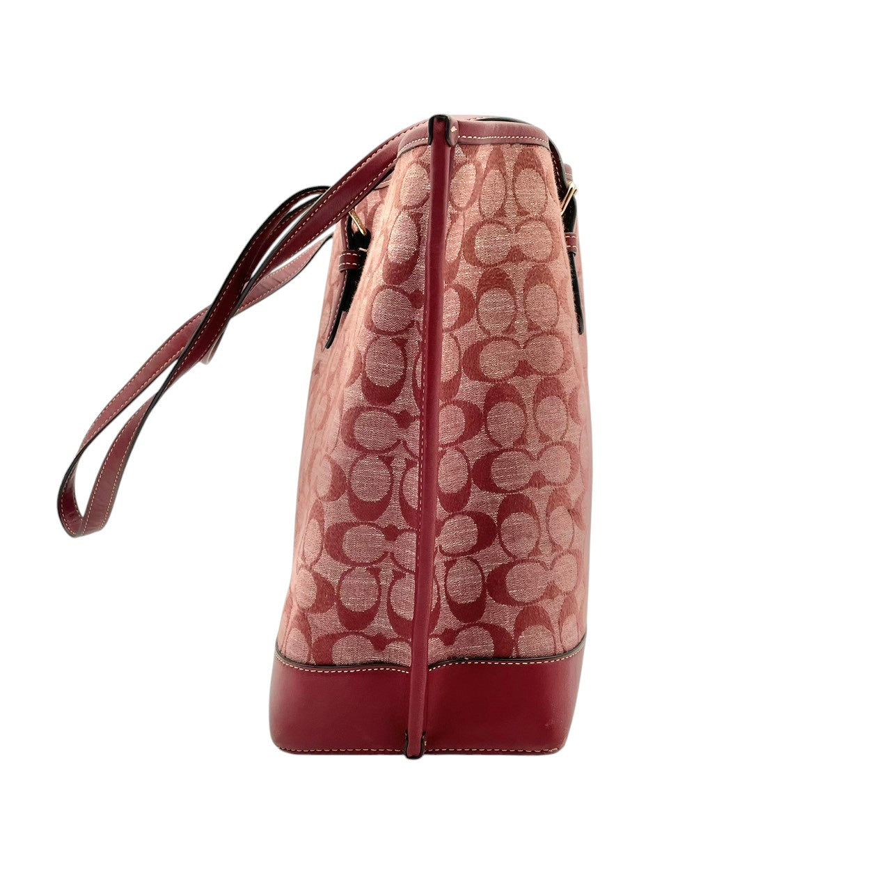 良品 コーチ COACH トートバッグ ハンドバッグ キャンバス レザー レッド 赤 シグネチャー エレガント クラシック カジュアル ビジネス お出かけ 普段使い 通勤 通学 デート トラベル 旅行 大容量 A4収納 レディース 自立可 鞄 U9