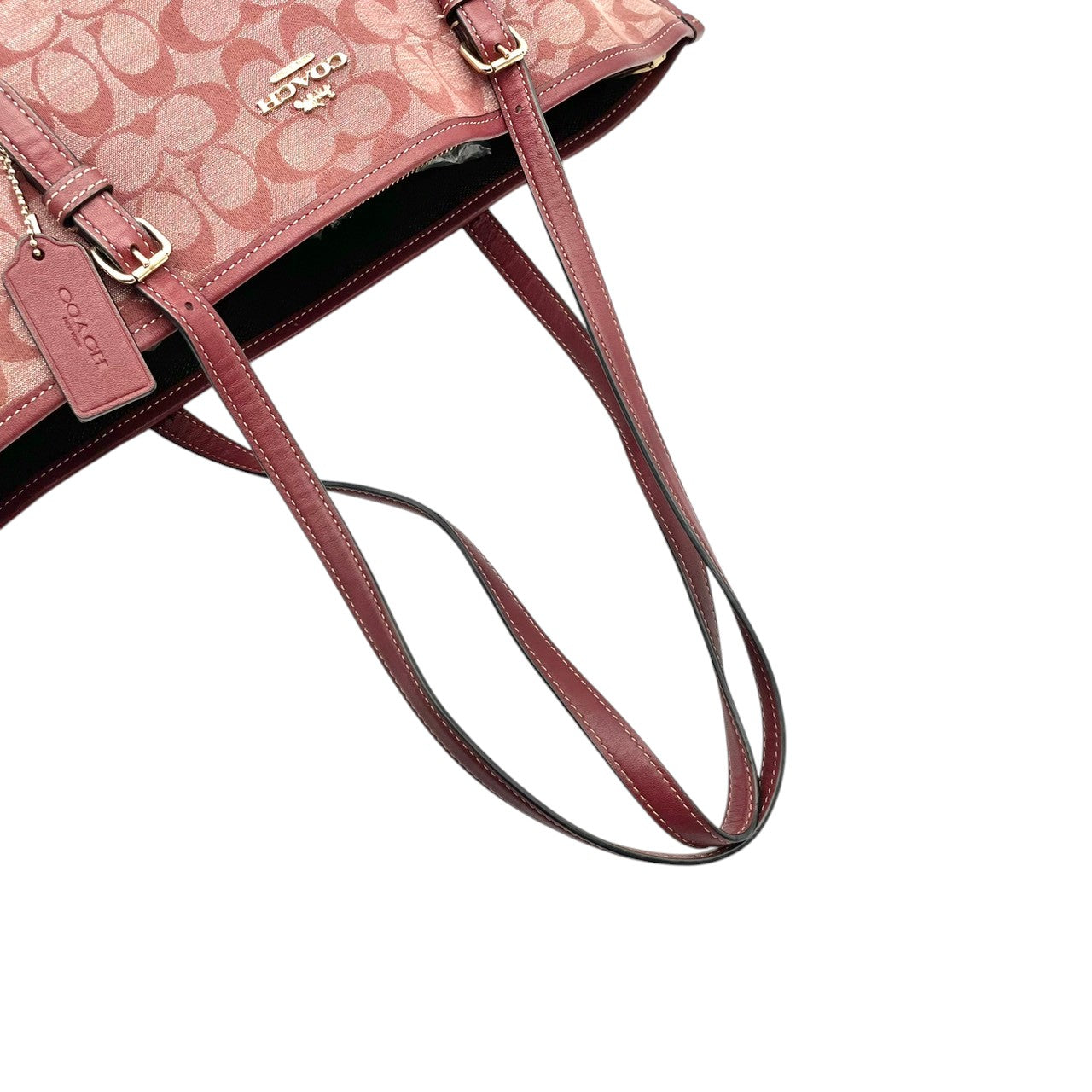 良品 コーチ COACH トートバッグ ハンドバッグ キャンバス レザー レッド 赤 シグネチャー エレガント クラシック カジュアル ビジネス お出かけ 普段使い 通勤 通学 デート トラベル 旅行 大容量 A4収納 レディース 自立可 鞄 U9