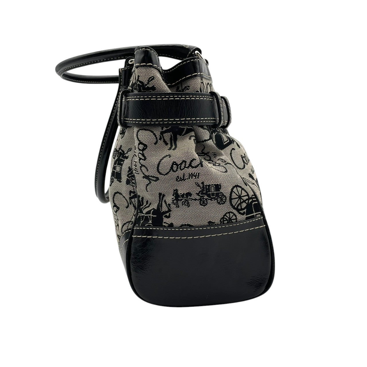 美品 コーチ COACH トートバッグ ワンショルダー ハンドバッグ シグネチャー キャンバス レザー グレー ブラック 黒 エレガント カジュアル ビジネス 通勤 通学 お出かけ 普段使い トラベル 旅行 大容量 レディース 自立可 肩掛け 鞄 S92