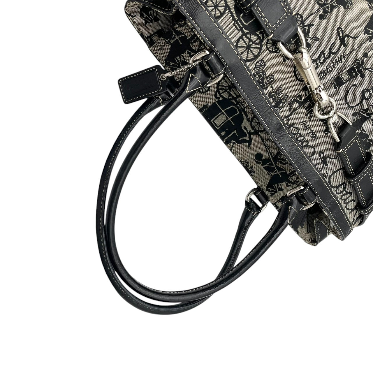 美品 コーチ COACH トートバッグ ワンショルダー ハンドバッグ シグネチャー キャンバス レザー グレー ブラック 黒 エレガント カジュアル ビジネス 通勤 通学 お出かけ 普段使い トラベル 旅行 大容量 レディース 自立可 肩掛け 鞄 S92