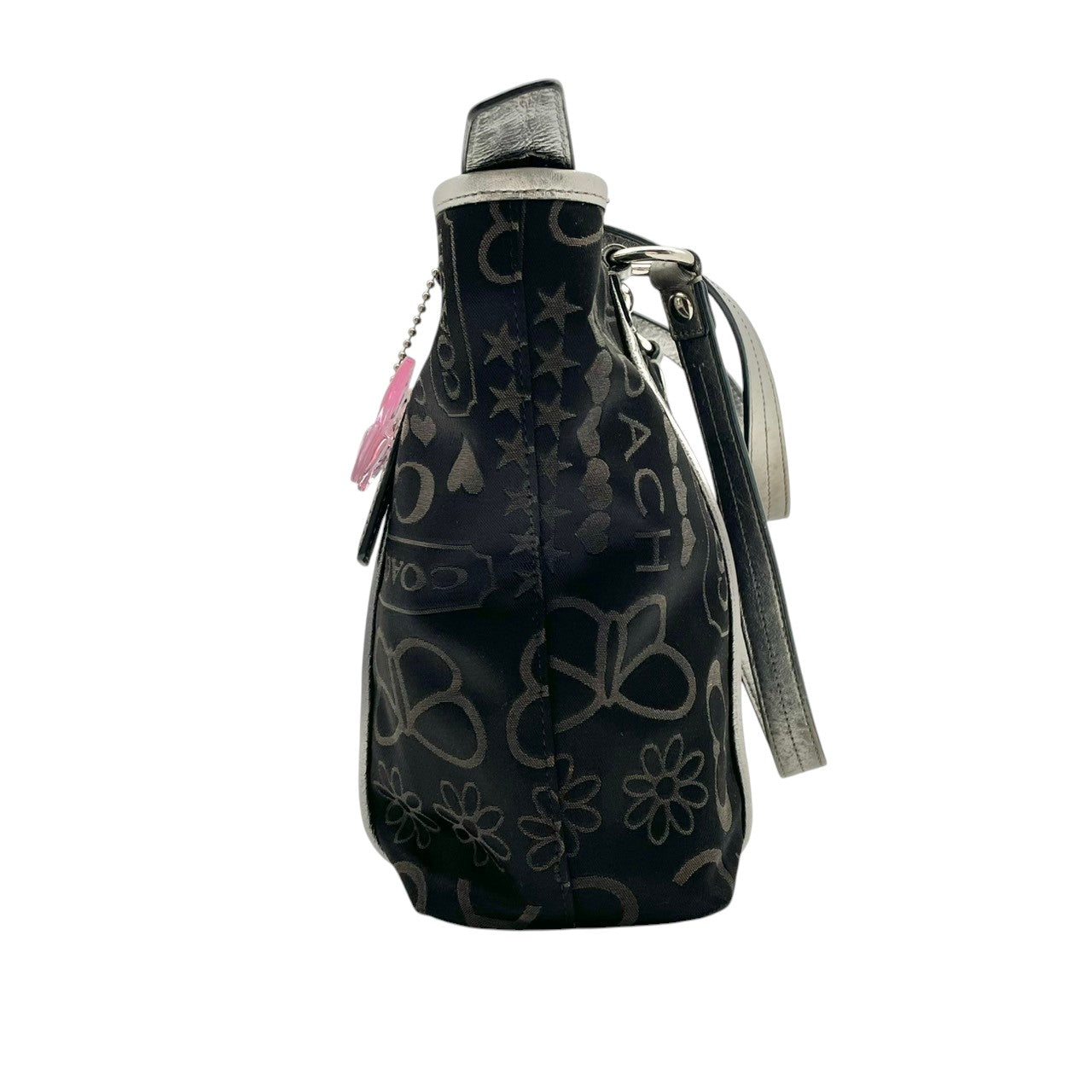 美品 コーチ COACH トートバッグ ワンショルダー シグネチャー キャンバス レザー ブラック 黒 グレー エレガント クラシック カジュアル ビジネス お出かけ 普段使い 通勤 通学 トラベル 旅行 A4収納可 レディース 自立可 肩掛け 鞄 s86
