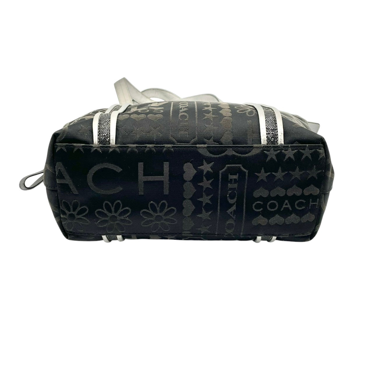 美品 コーチ COACH トートバッグ ワンショルダー シグネチャー キャンバス レザー ブラック 黒 グレー エレガント クラシック カジュアル ビジネス お出かけ 普段使い 通勤 通学 トラベル 旅行 A4収納可 レディース 自立可 肩掛け 鞄 s86