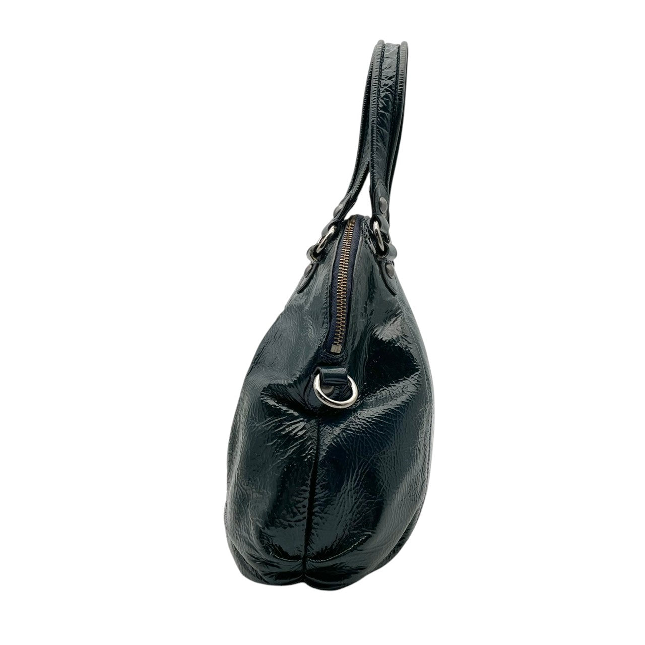 美品 コーチ COACH トートバッグ ハンドバッグ パテントレザー エナメル シグネチャー 型押し ネイビー 紺 エレガント クラシック カジュアル ビジネス お出かけ 普段使い 通勤 通学 トラベル 旅行 大容量 レディース 自立可 鞄 s86