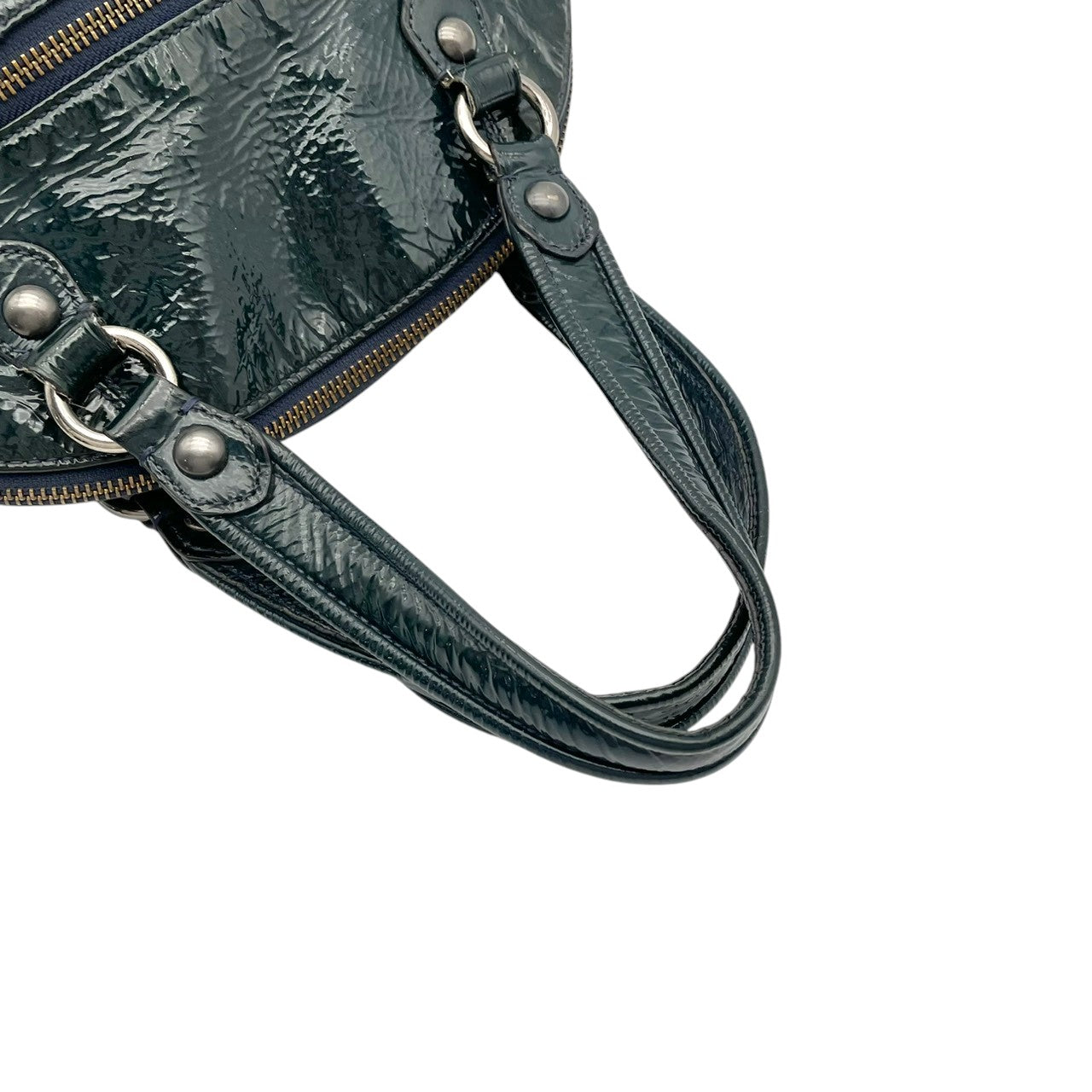 美品 コーチ COACH トートバッグ ハンドバッグ パテントレザー エナメル シグネチャー 型押し ネイビー 紺 エレガント クラシック カジュアル ビジネス お出かけ 普段使い 通勤 通学 トラベル 旅行 大容量 レディース 自立可 鞄 s86